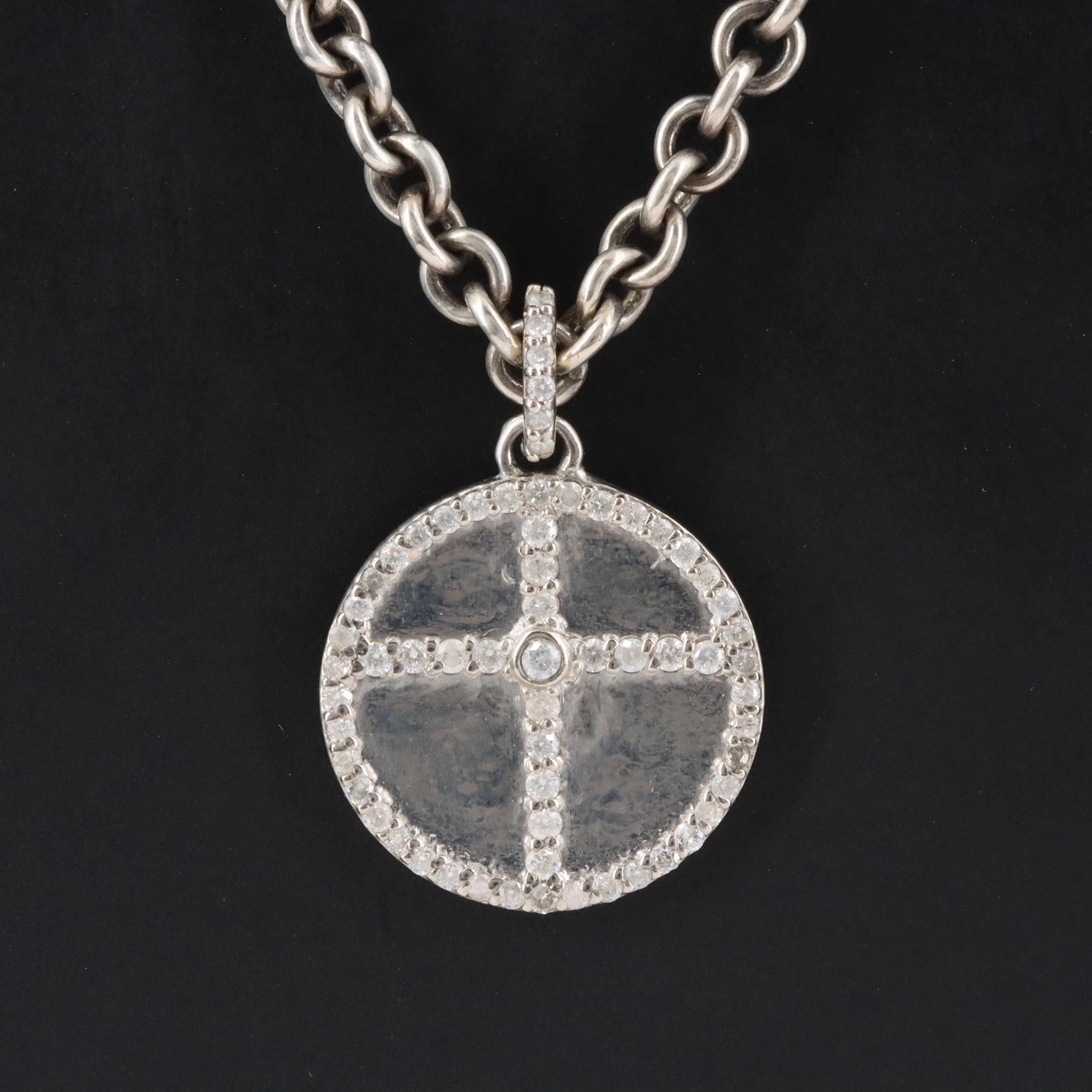 Sheryl Lowe Sterling Cross with Diamond Accents Necklace