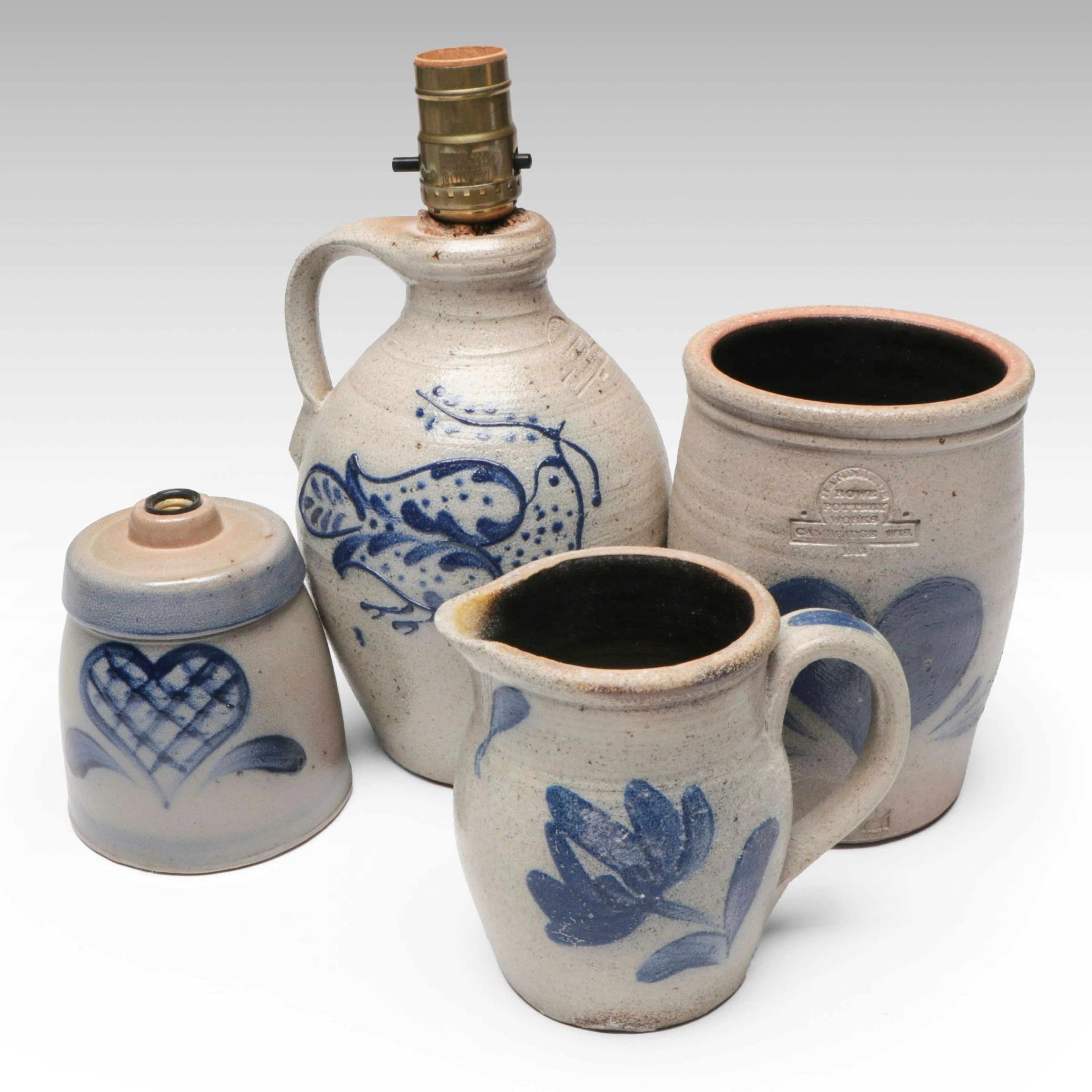 Rowe Pottery Salt-Glazed Stoneware Accent Lamps and Kitchenware