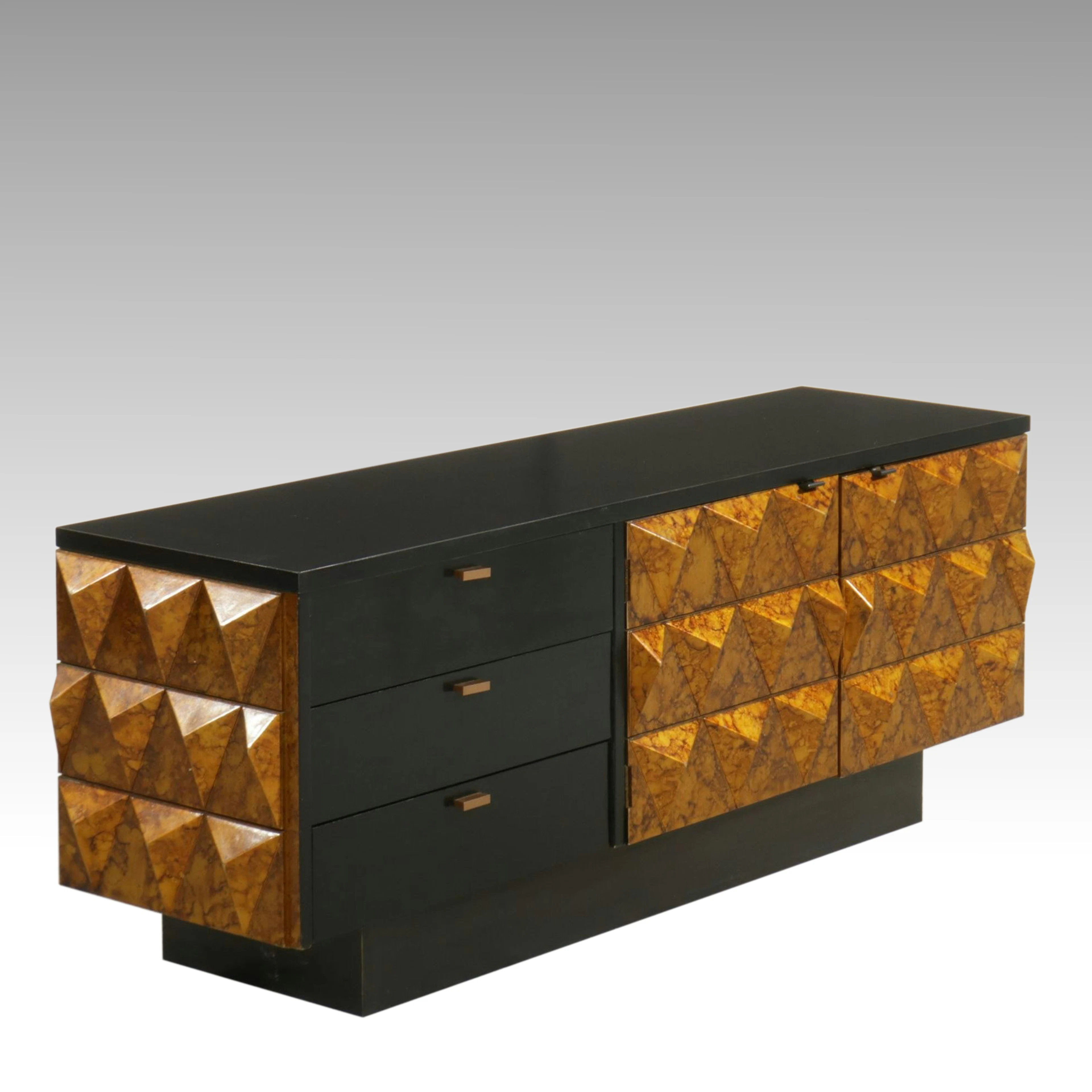 Mid Century Brutalist Diamond Faced Sideboard