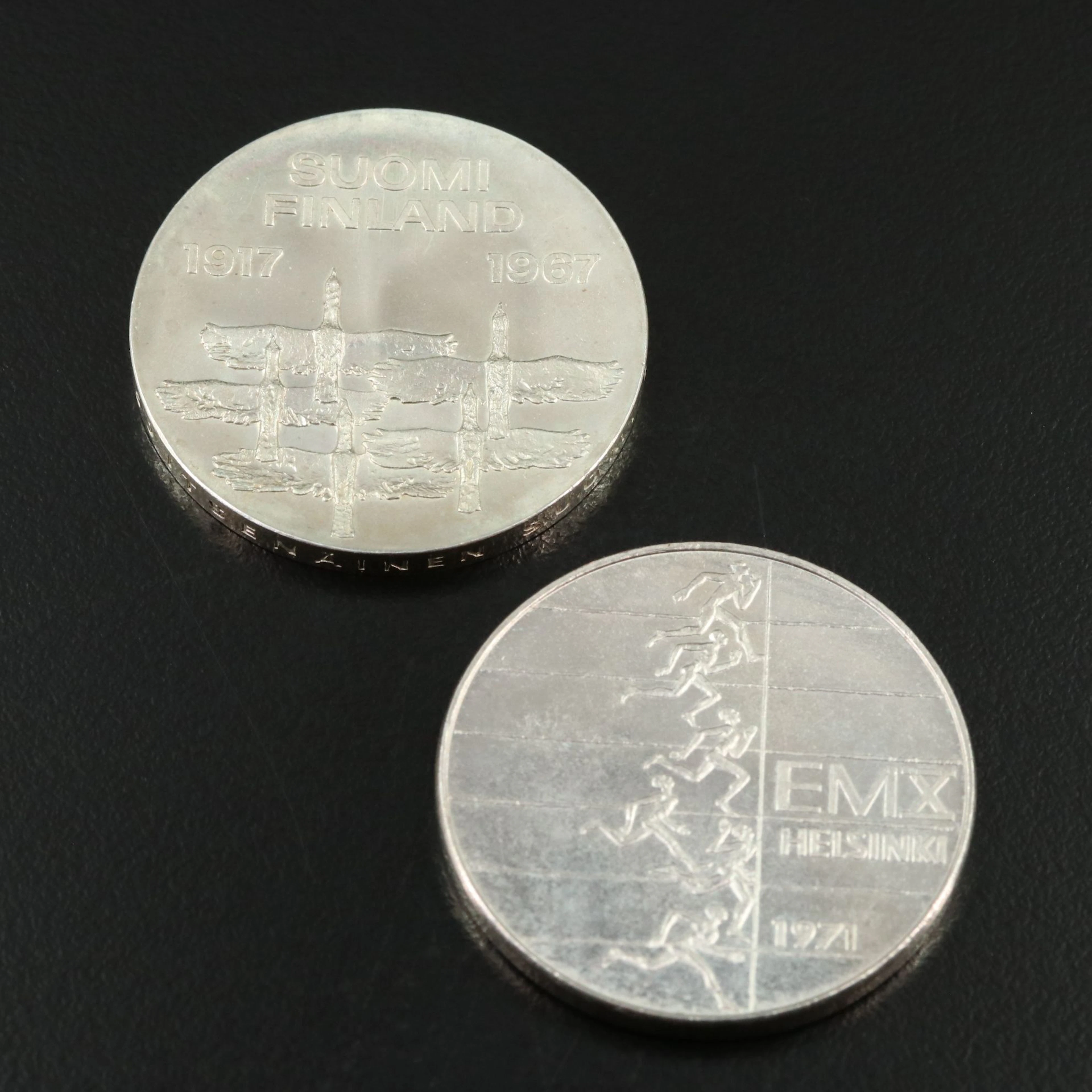 Two Finland Silver Ten Markkaa Coins, 1967 and 1971