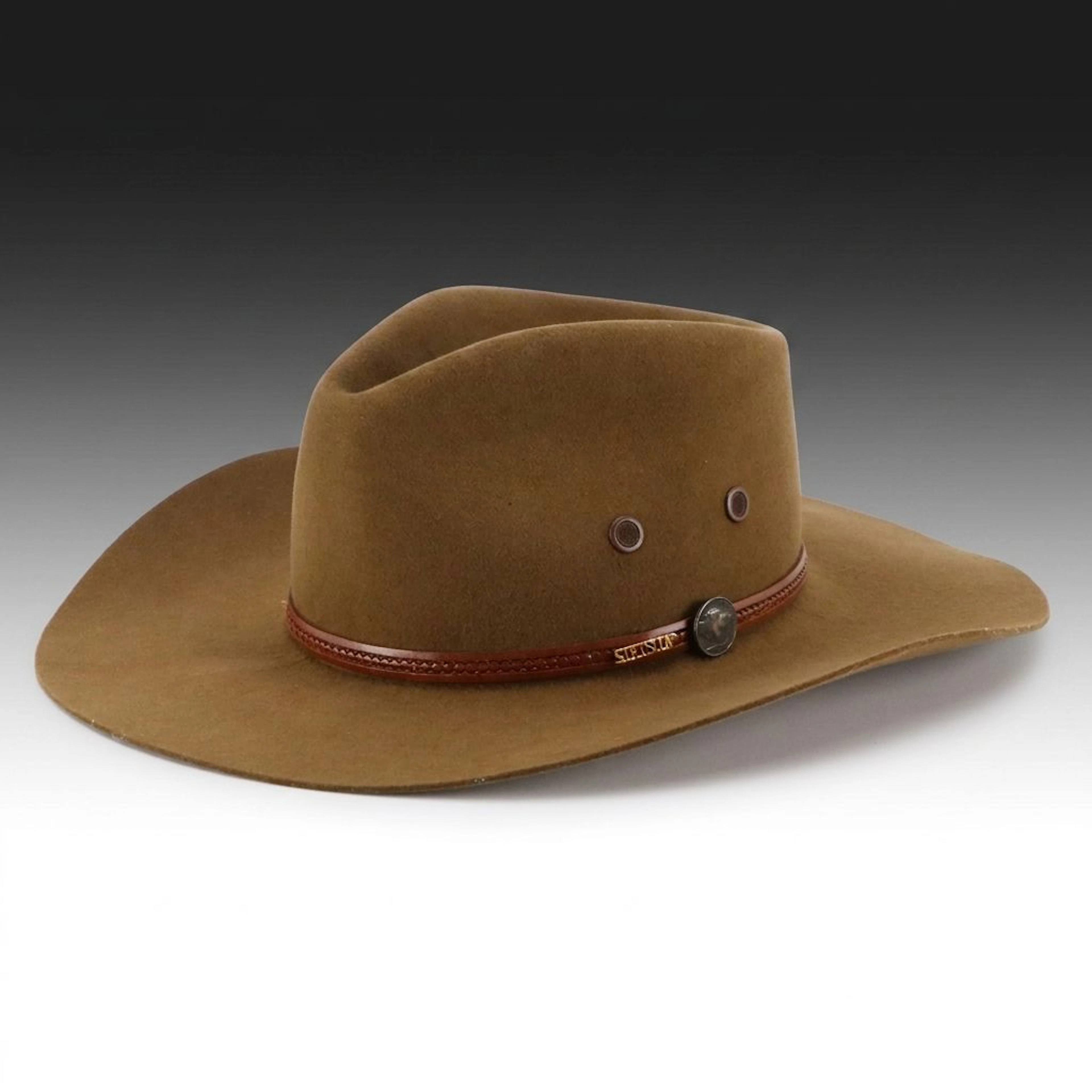 Stetson Great Plains Western Hat in Bark Brown 3X Buffalo Fur Felt with Box