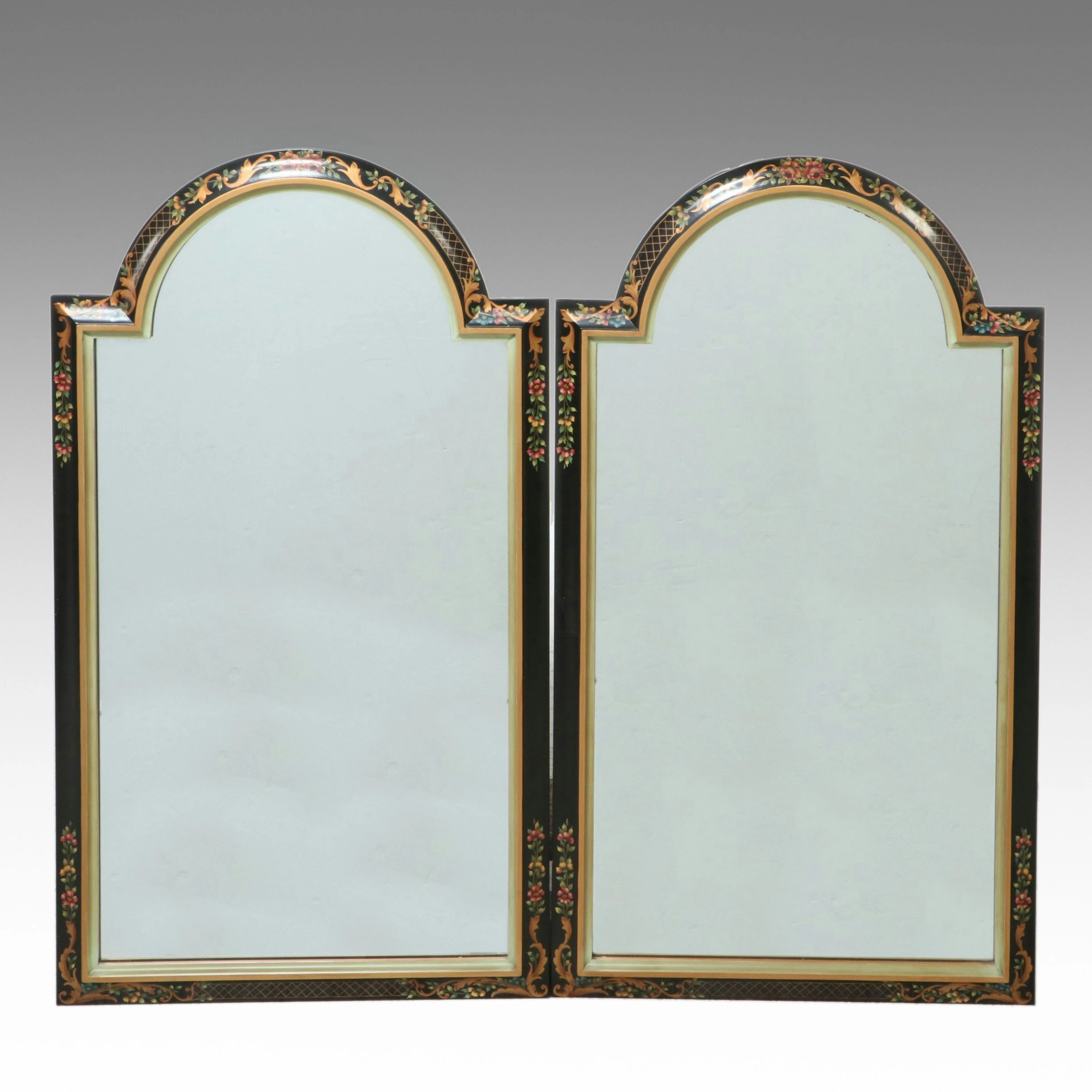 Pair of La Barge Ornate Arched Wall Mirrors, Late 20th Century