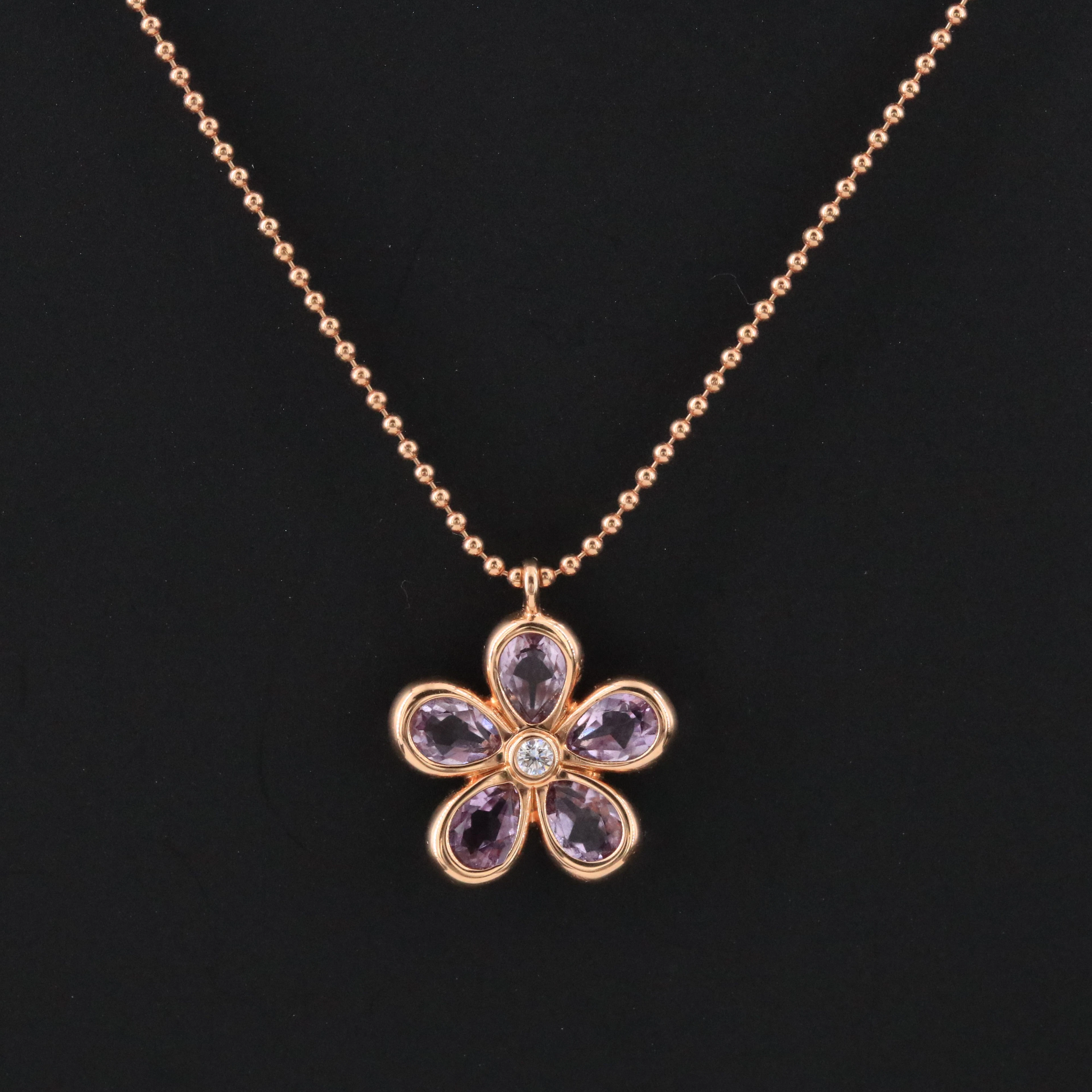 Tiffany & Co. Sparklers 18K Rose Gold Amethyst Diamond Garden Flower Necklace