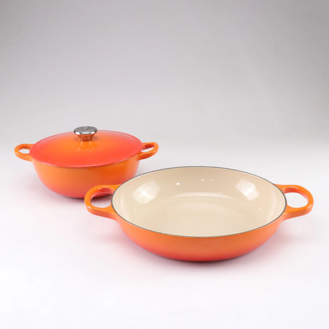 Le Creuset "Flame" Enameled Cast Iron Braising Pan and Casserole