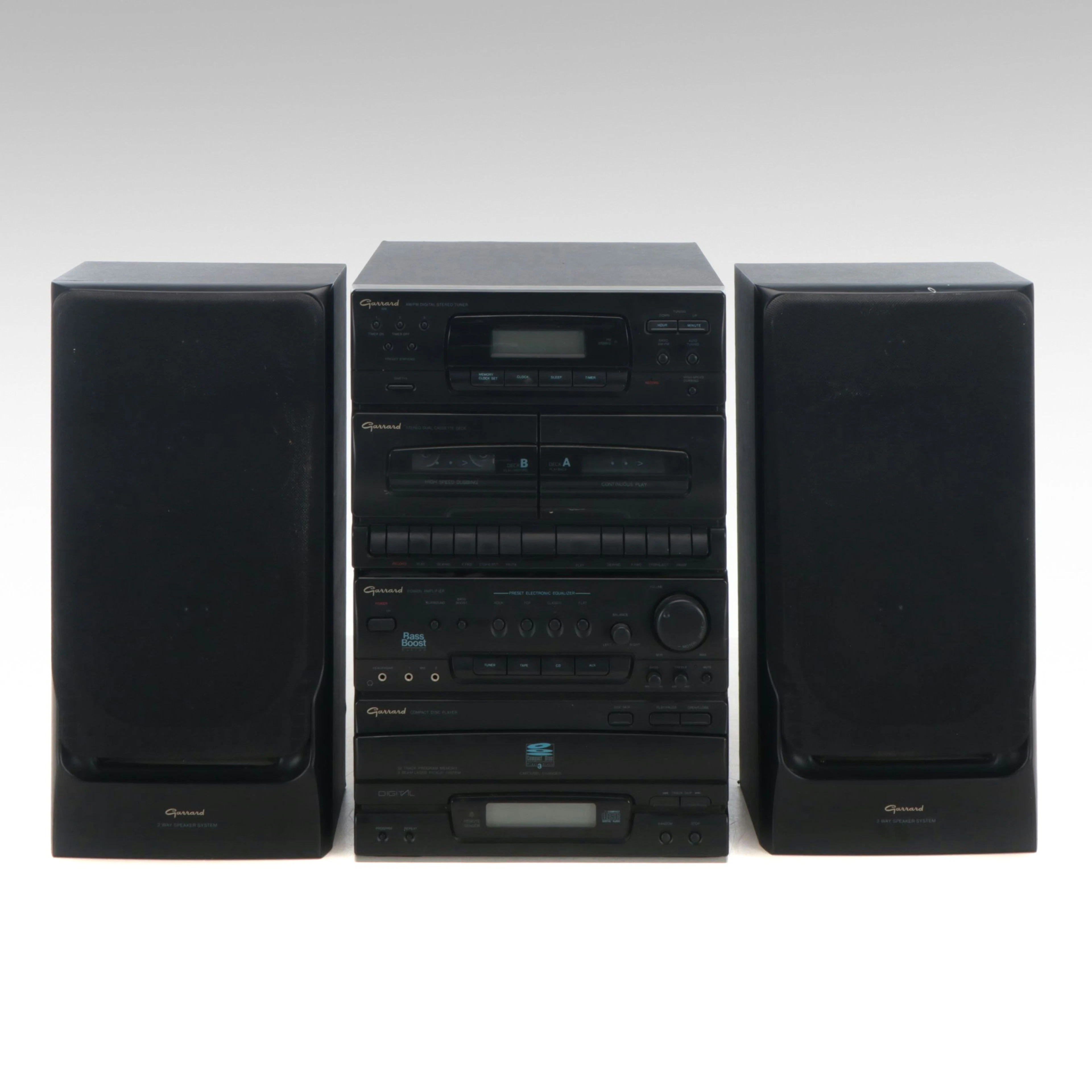 Garrard Cassette Deck and CD Player Audio System with Speakers