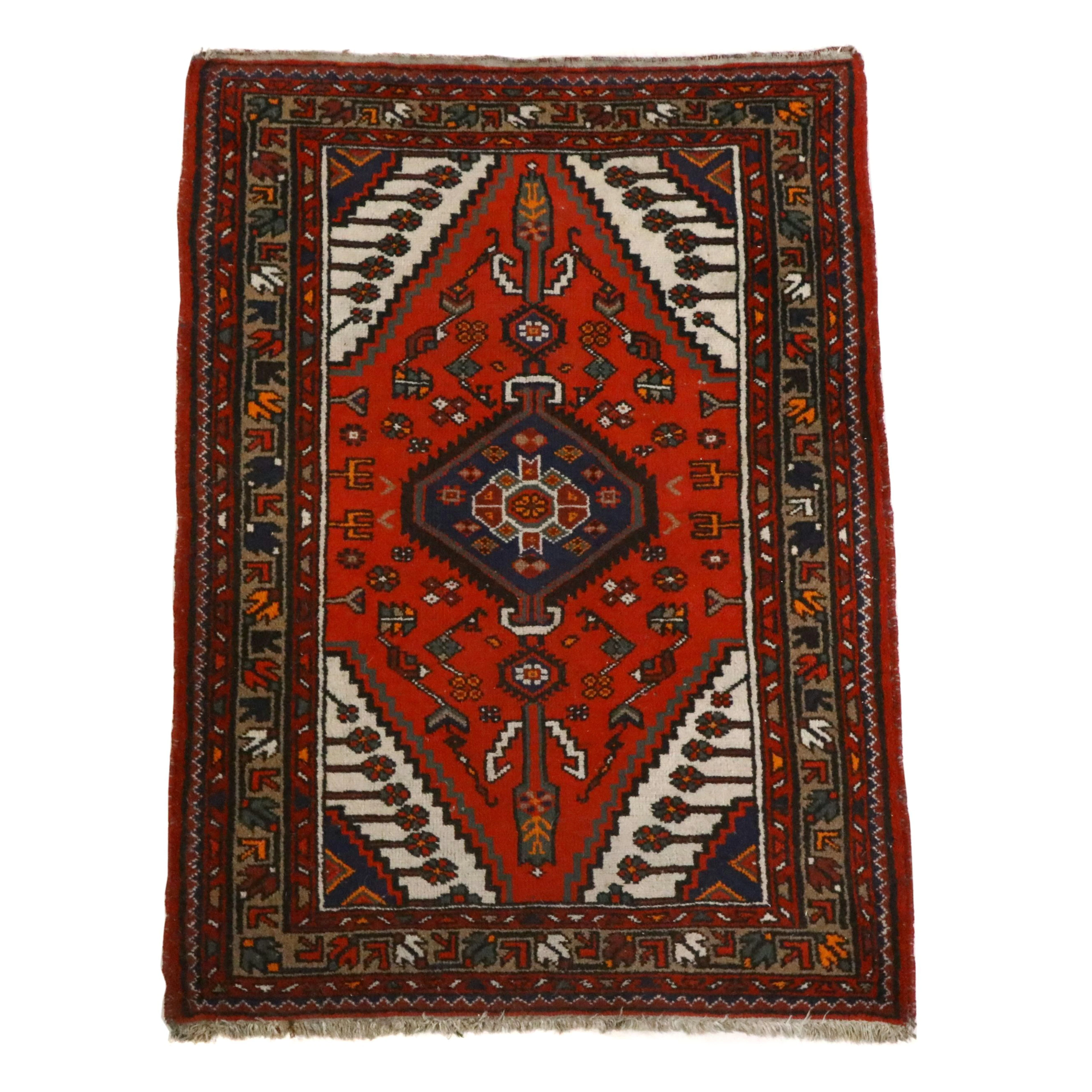 3'5 x 5' Hand-Knotted Persian Hamadan Area Rug