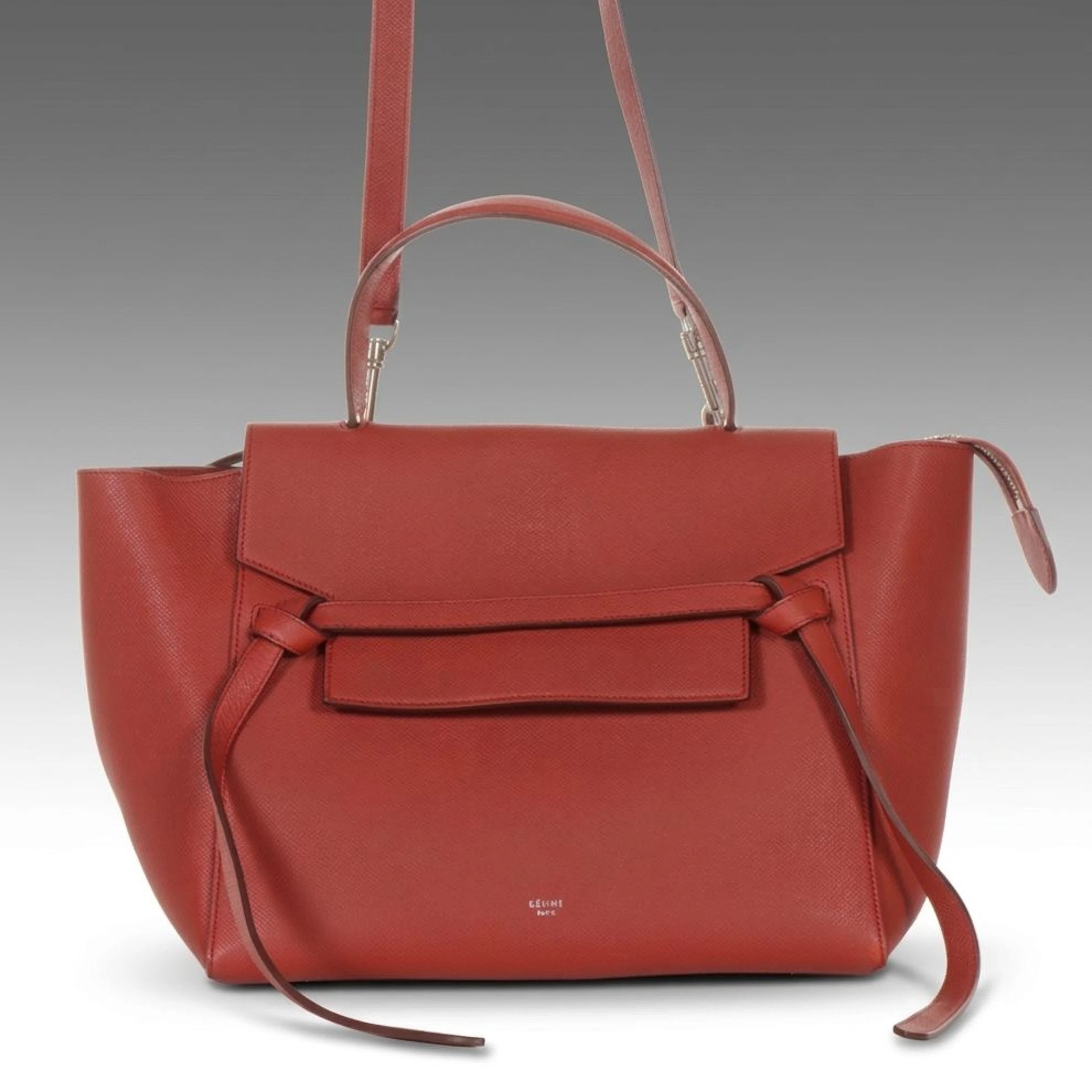 Céline Mini Belt Two-Way Bag in Red Grained Calfskin Leather