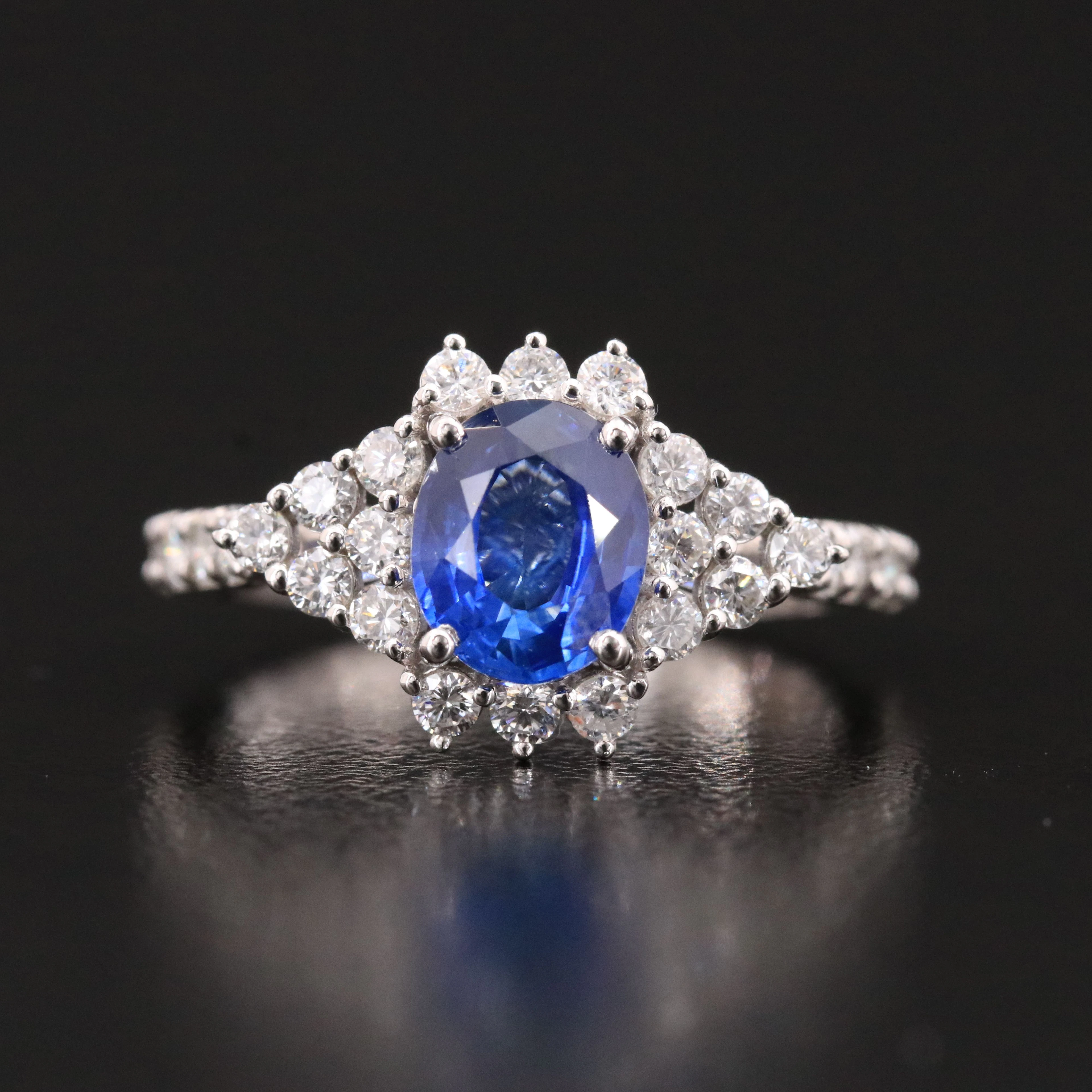 14K 1.58 CT Ceylon Sapphire and 0.82 CTW Diamond Ring with GIA Report