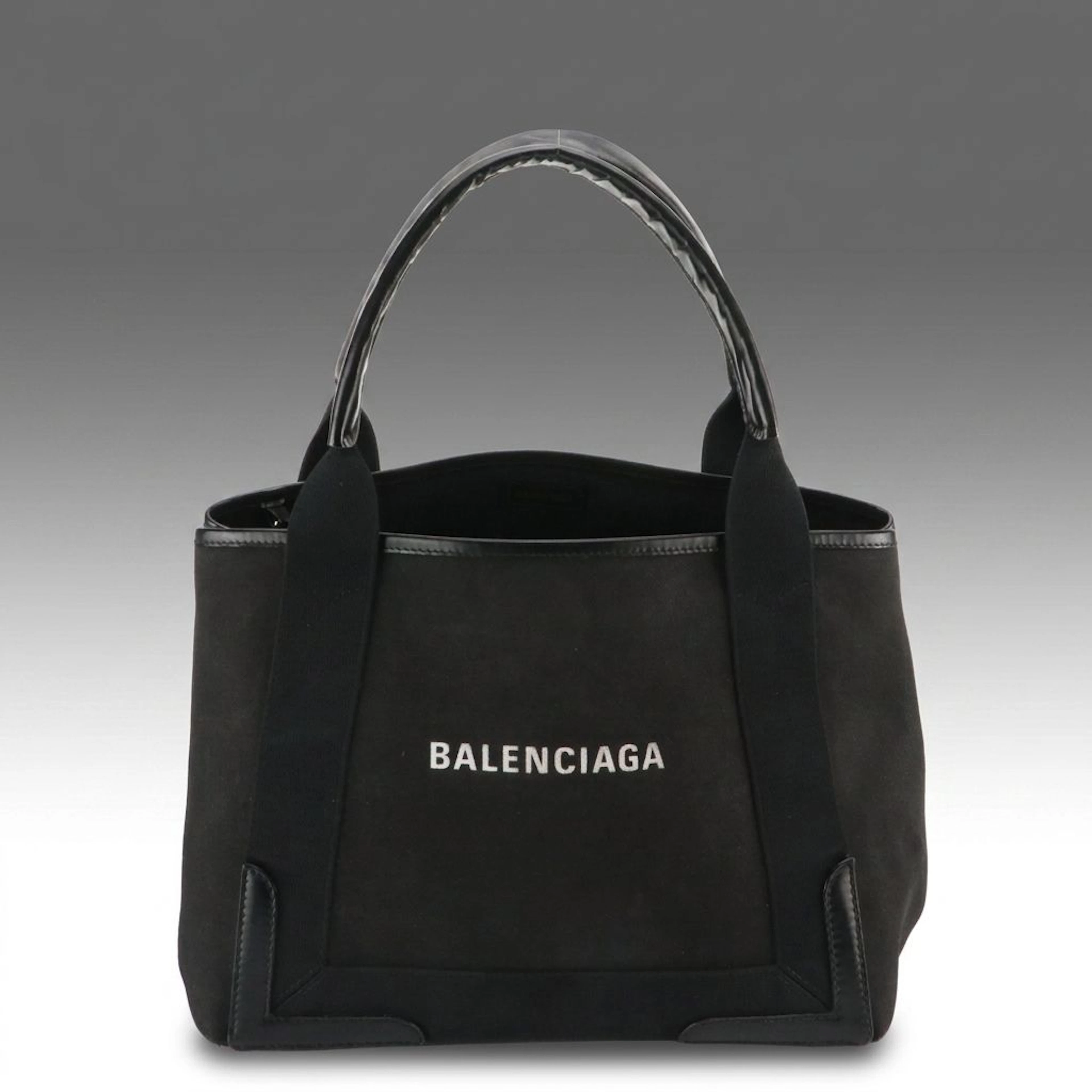 Balenciaga Cabas Tote Bag and Zip Pouch in Black Canvas and Leather