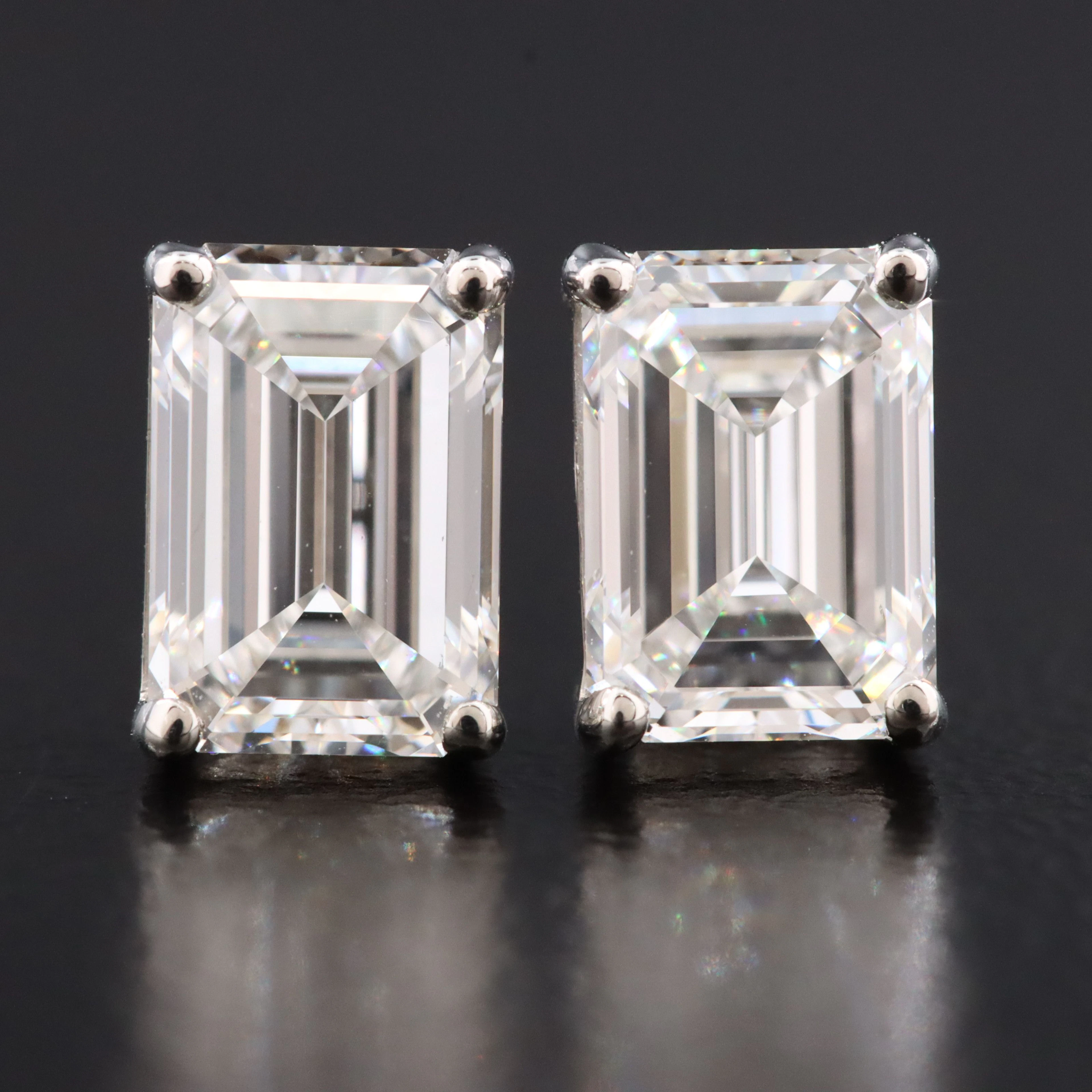 Platinum 2.04 CTW Diamond Stud Earrings with GIA Reports
