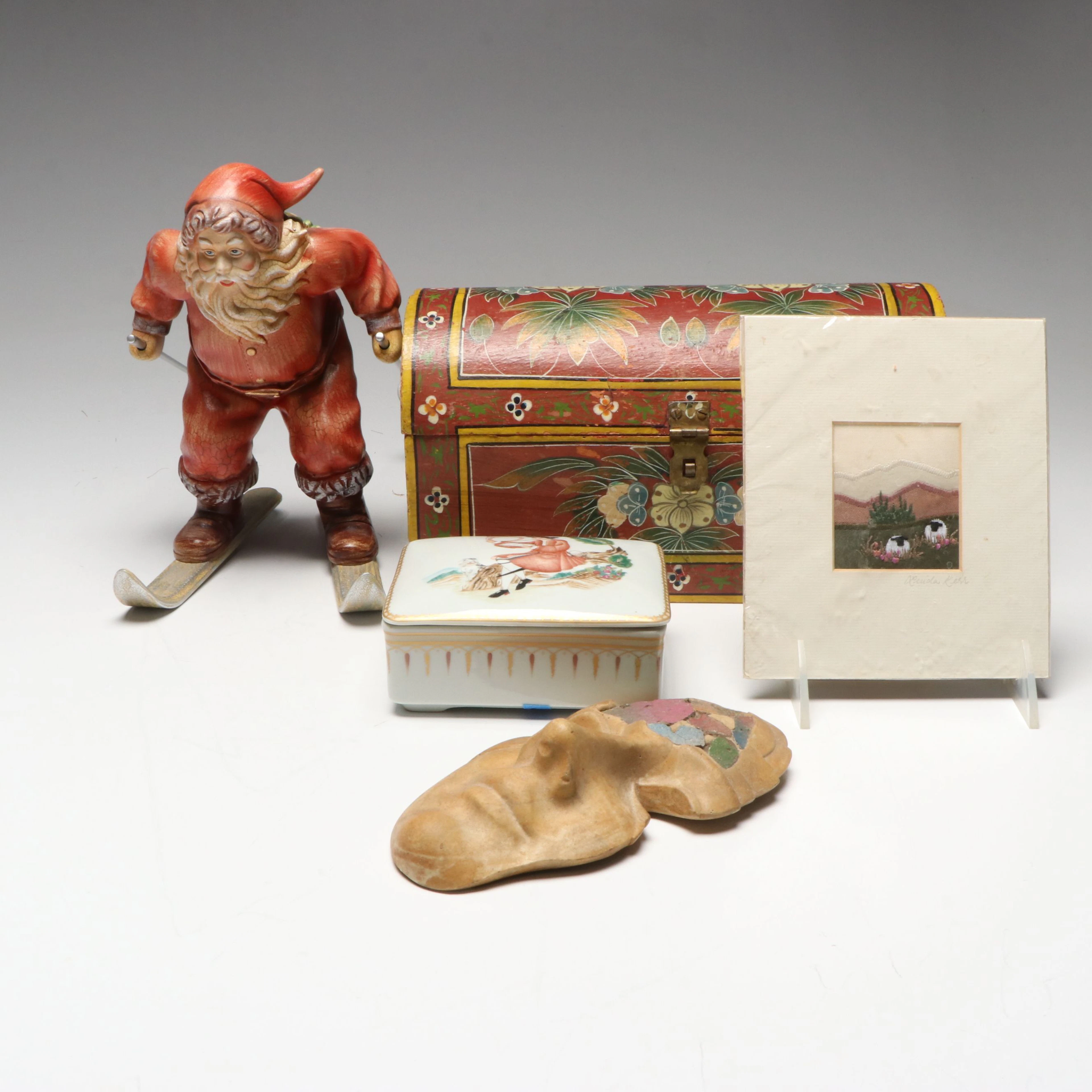 Mottahedeh Porcelain Box with Embroidery Sheep Art, and More