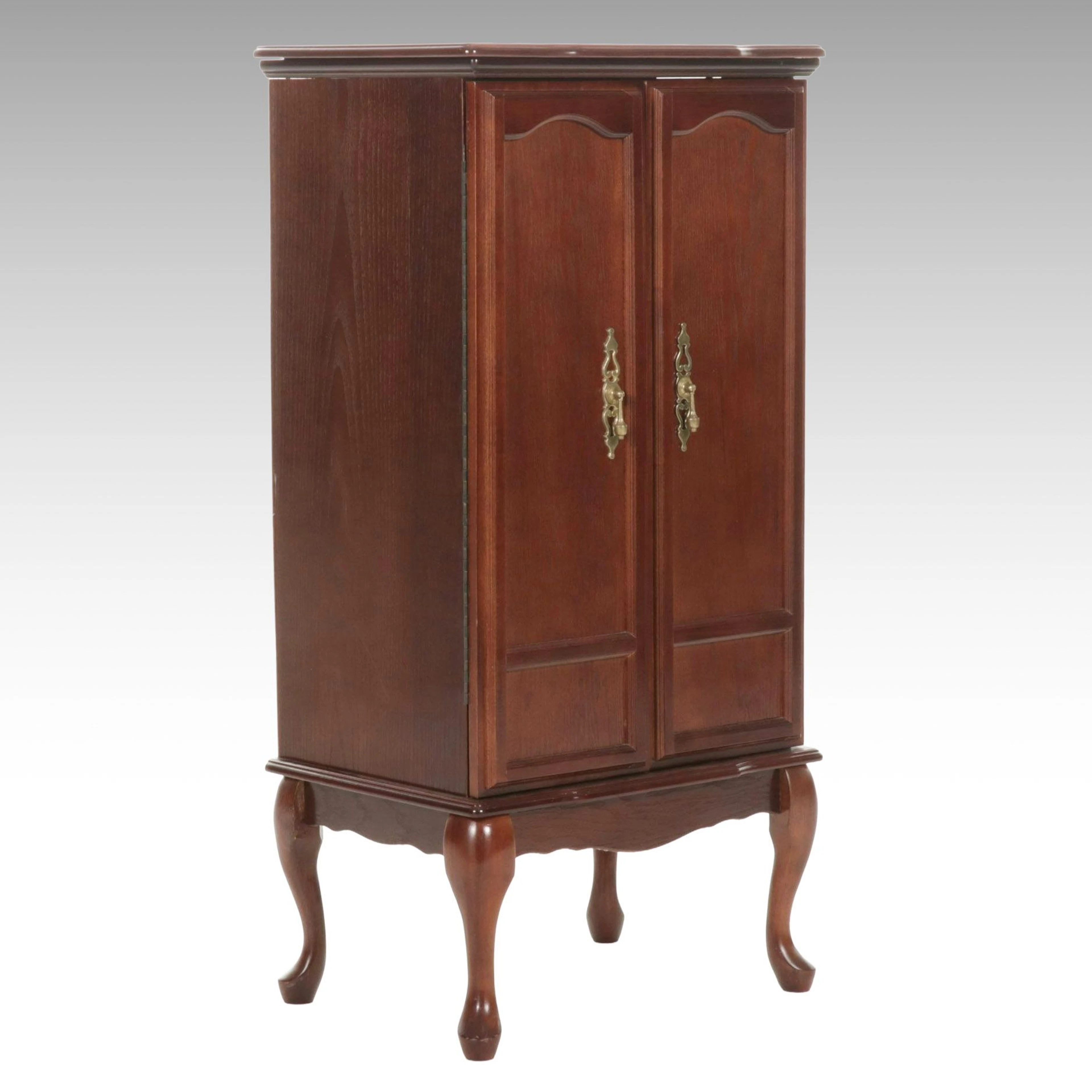 Queen Anne Style Oak Jewelry Chest, Late 20th Century