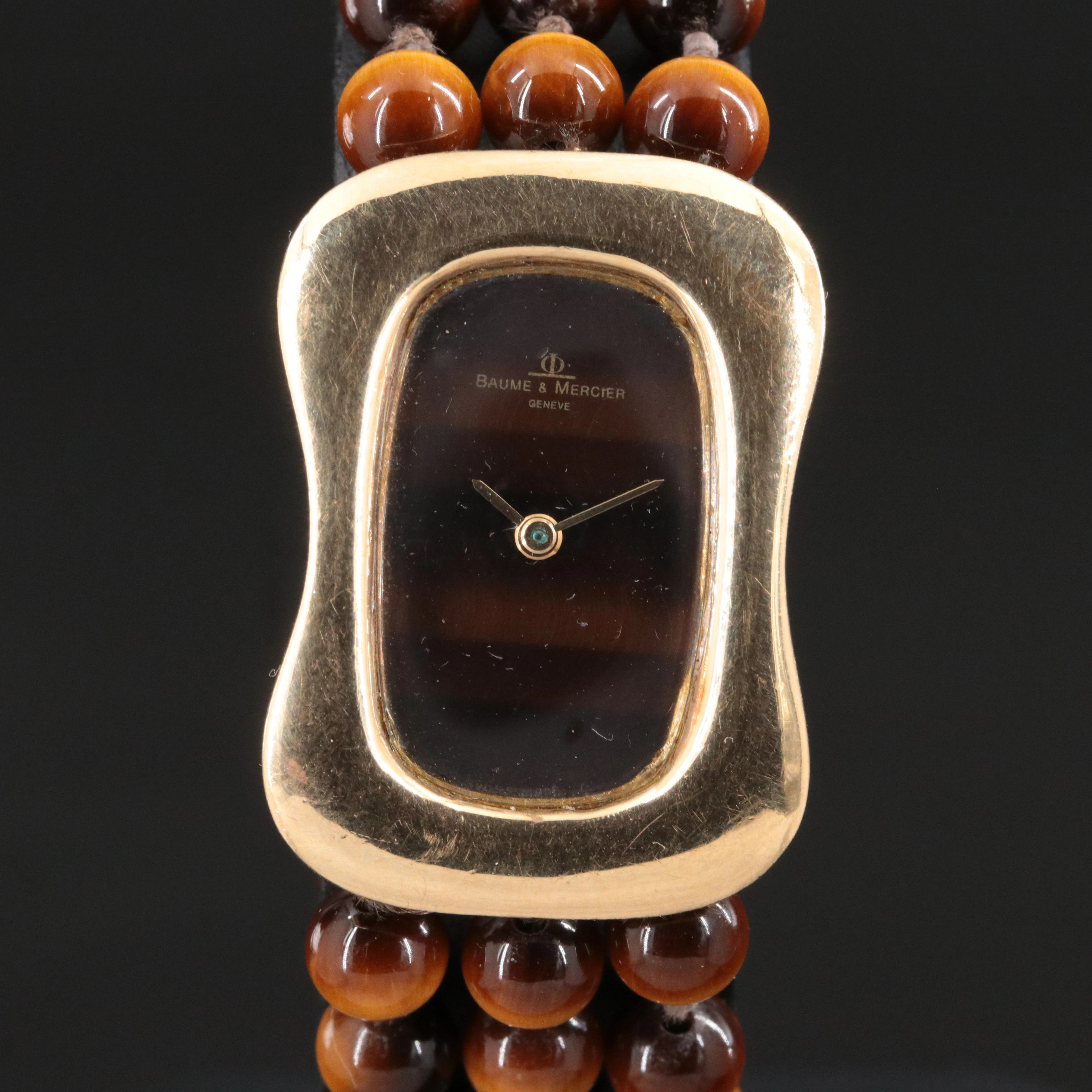 14K Baume & Mercier Tiger Eye Stem Wind Watch