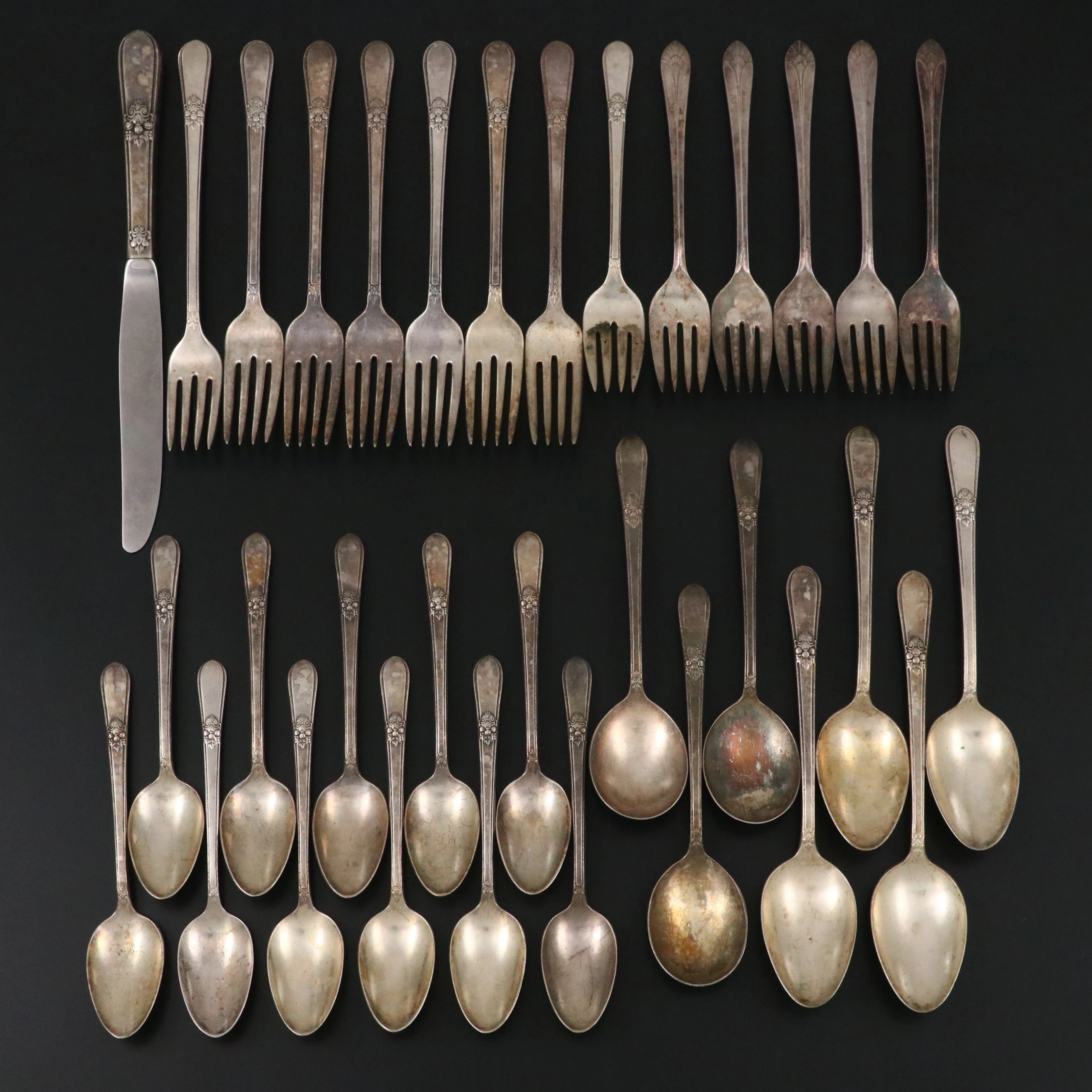1847 Rogers Bros. "Adoration" Silver Plate Flatware