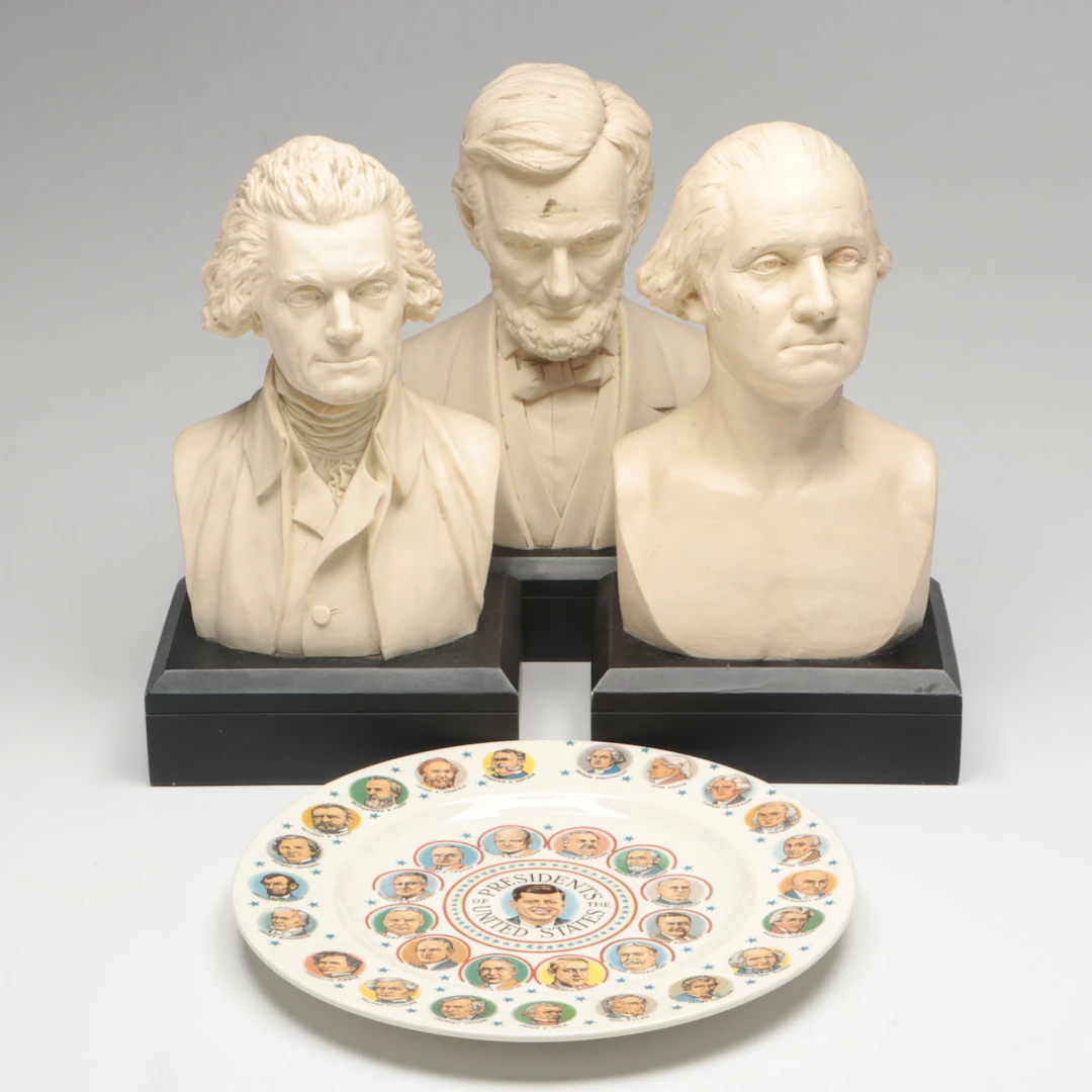 George Washington and More Presidential Busts with J.F.K. Plate