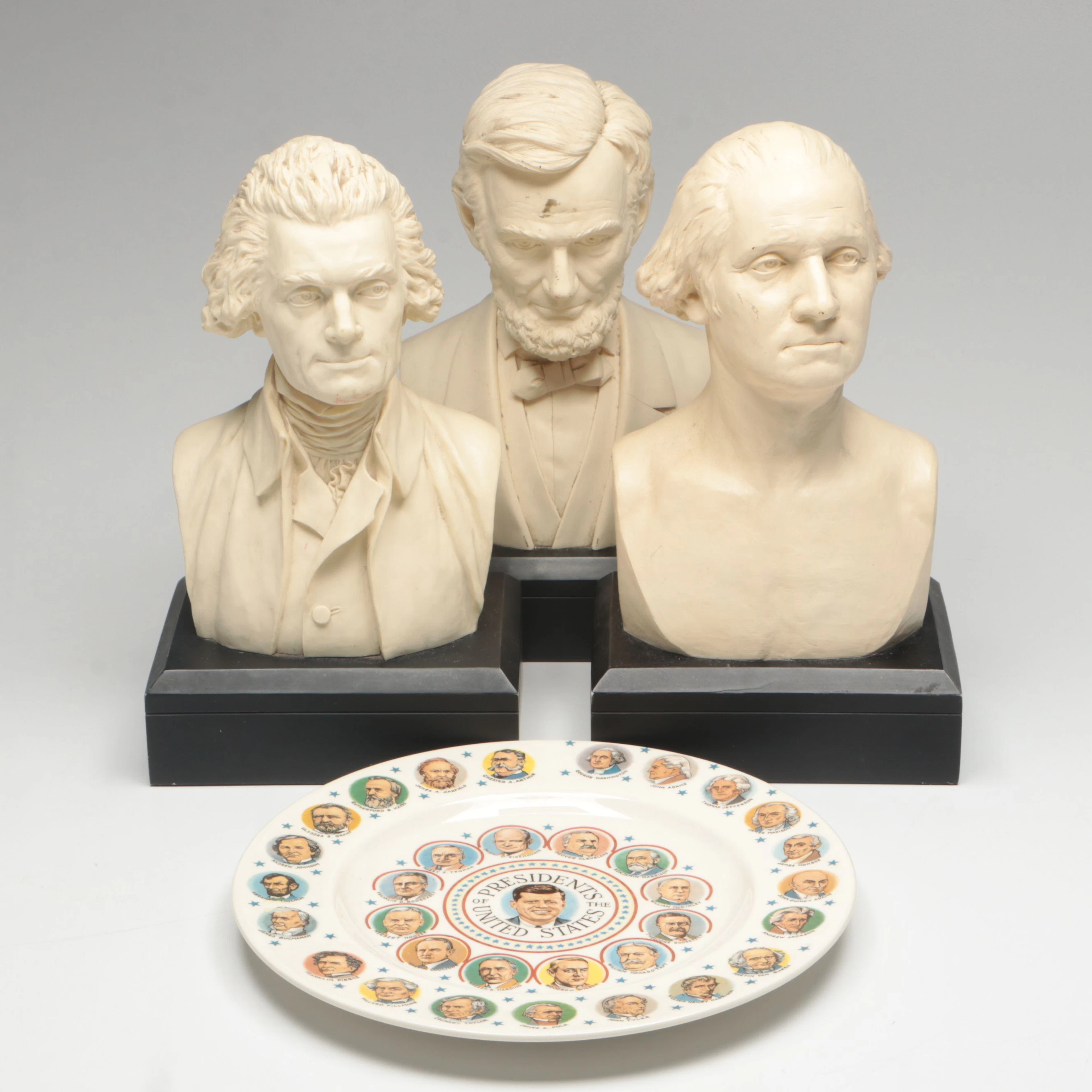 George Washington and More Presidential Busts with J.F.K. Plate