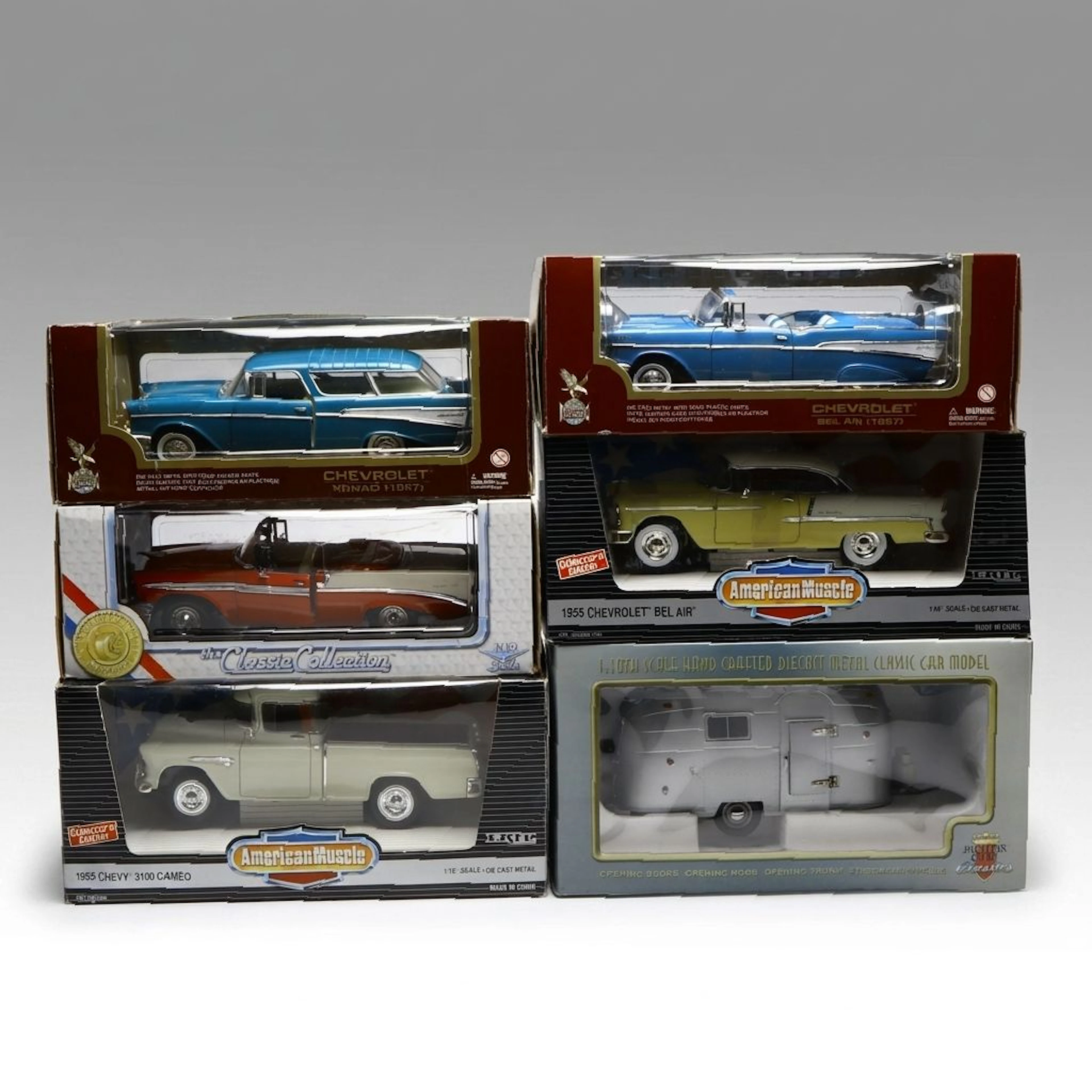 Motor City Classics Airstream Trailer with Other Diecast Cars