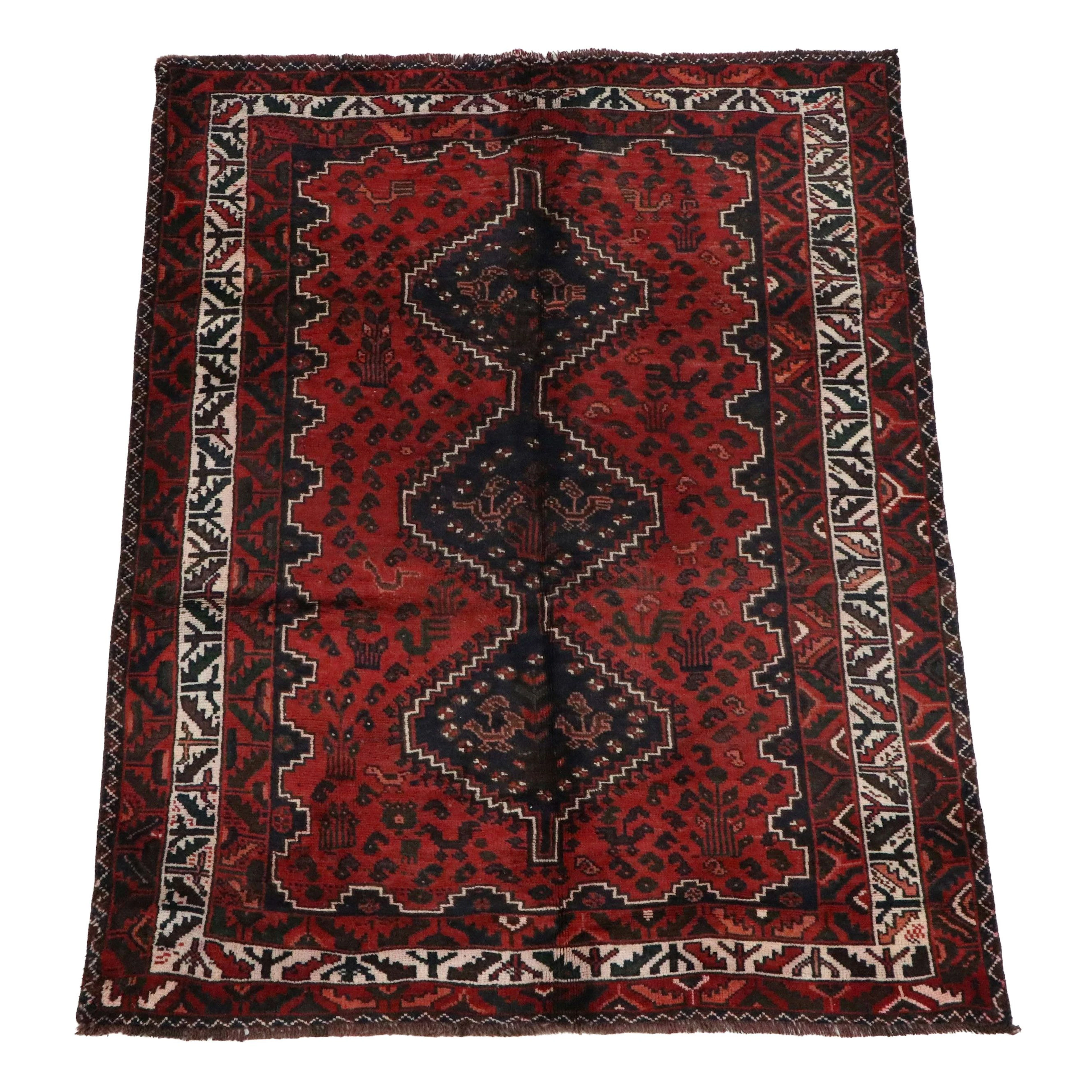 5'2 x 7' Hand-Knotted Persian Shiraz Area Rug