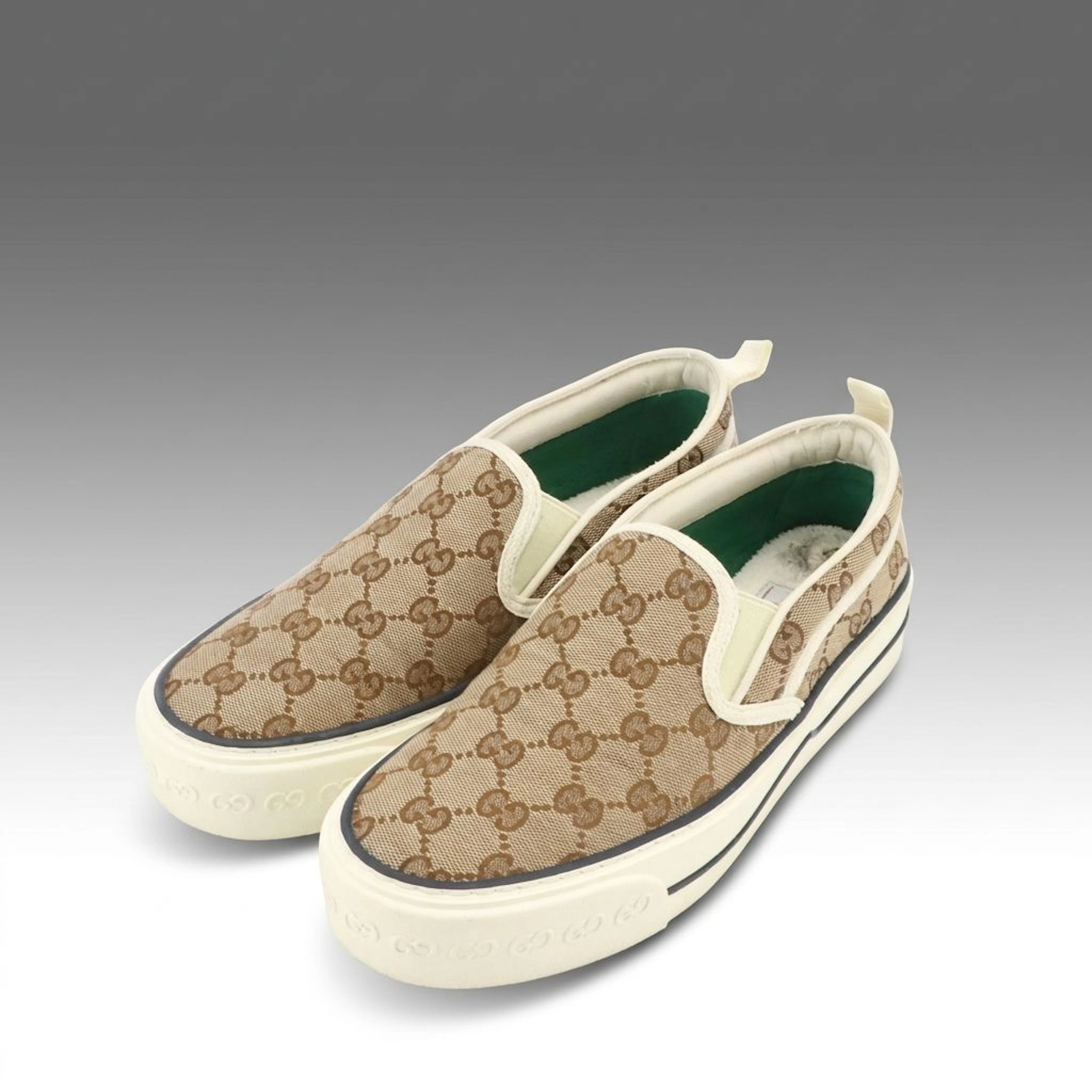 Gucci Tennis 1977 Slip-On Sneakers in GG Canvas with Box