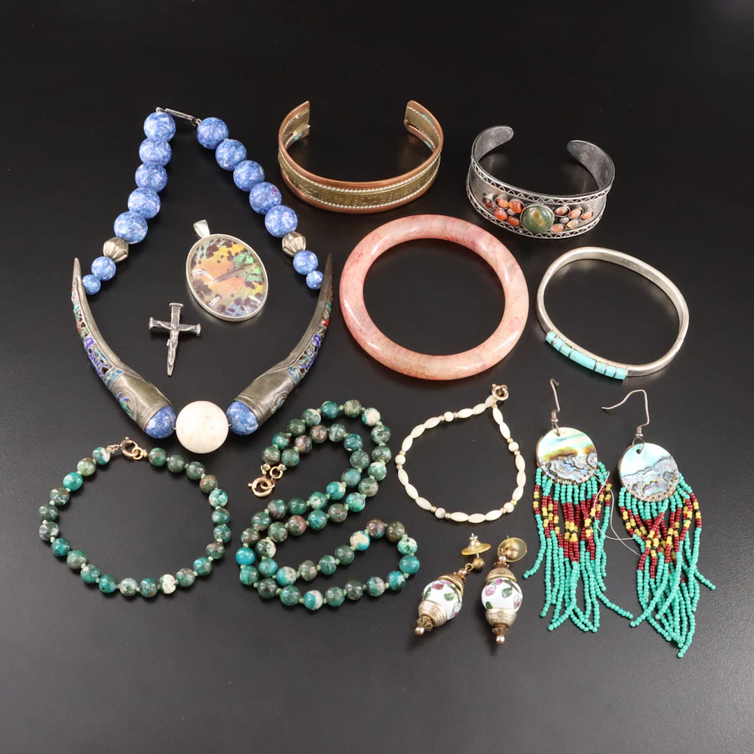 Sterling Cross, Sodalite and Butterfly Wing Featured in Jewelry Collection