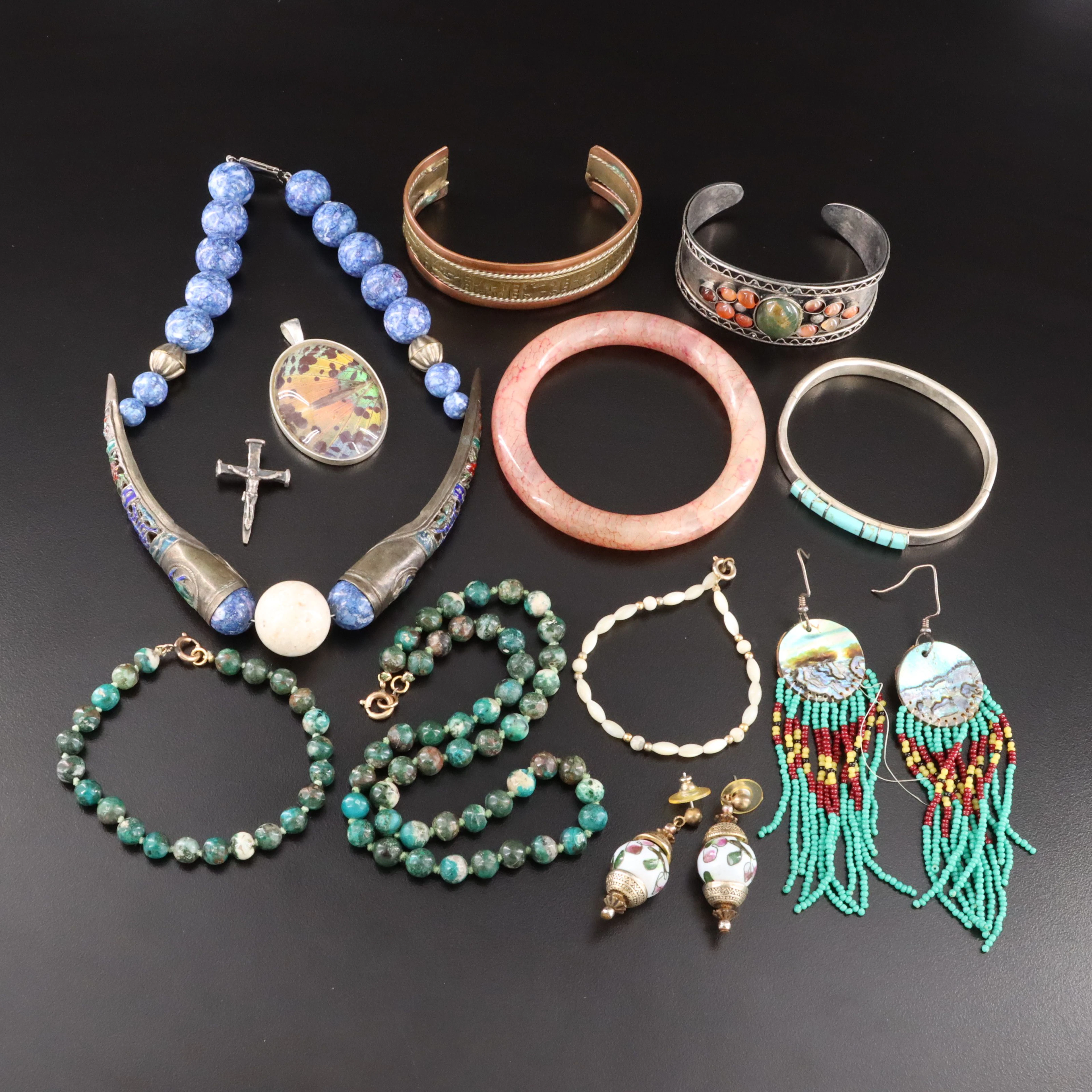 Sterling Cross, Sodalite and Butterfly Wing Featured in Jewelry Collection