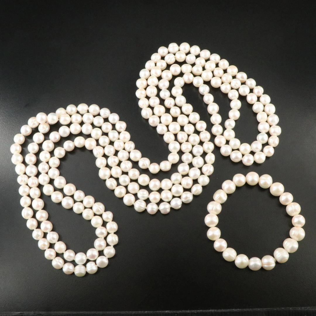 Endless Pearl Necklace And Bracelet