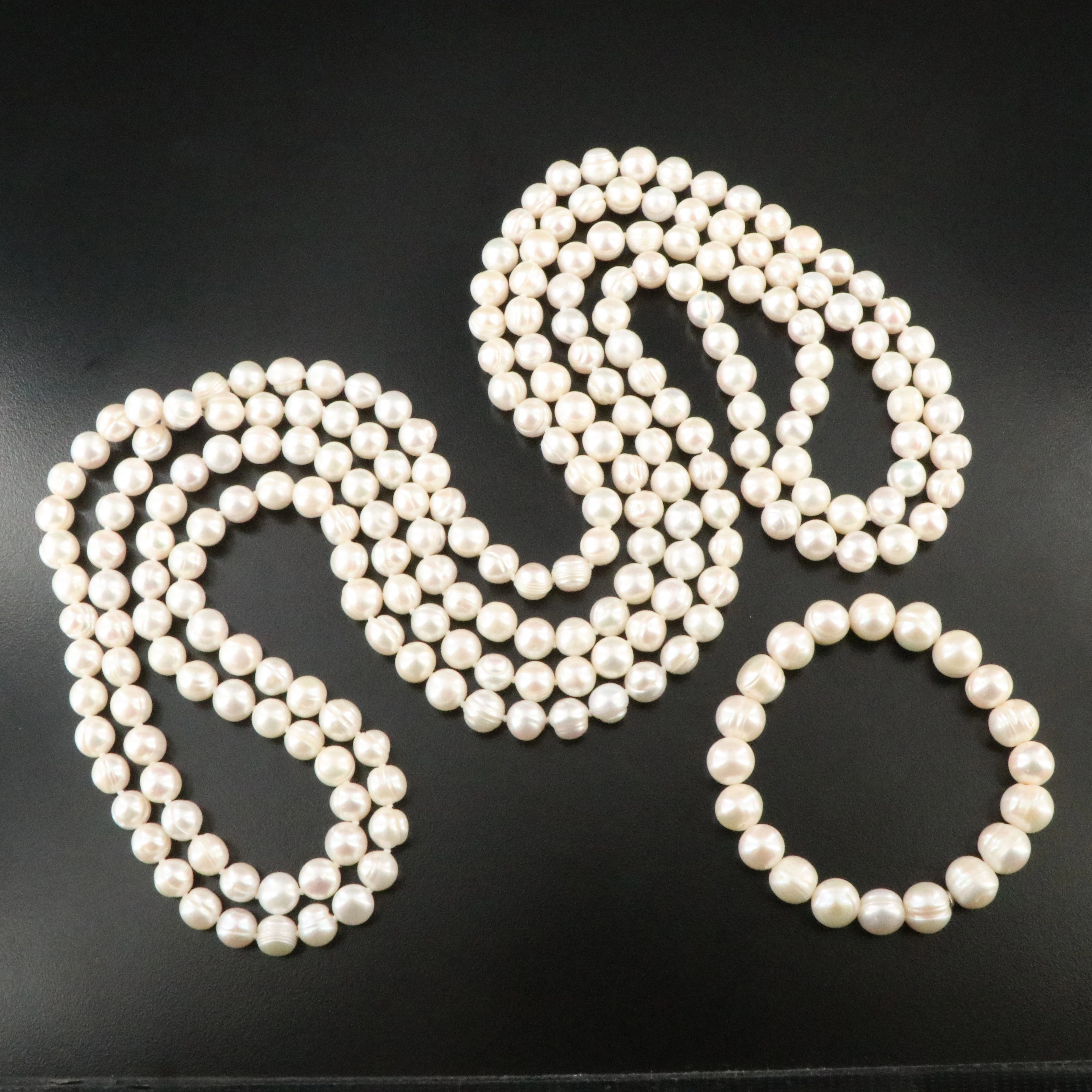 Endless Pearl Necklace And Bracelet