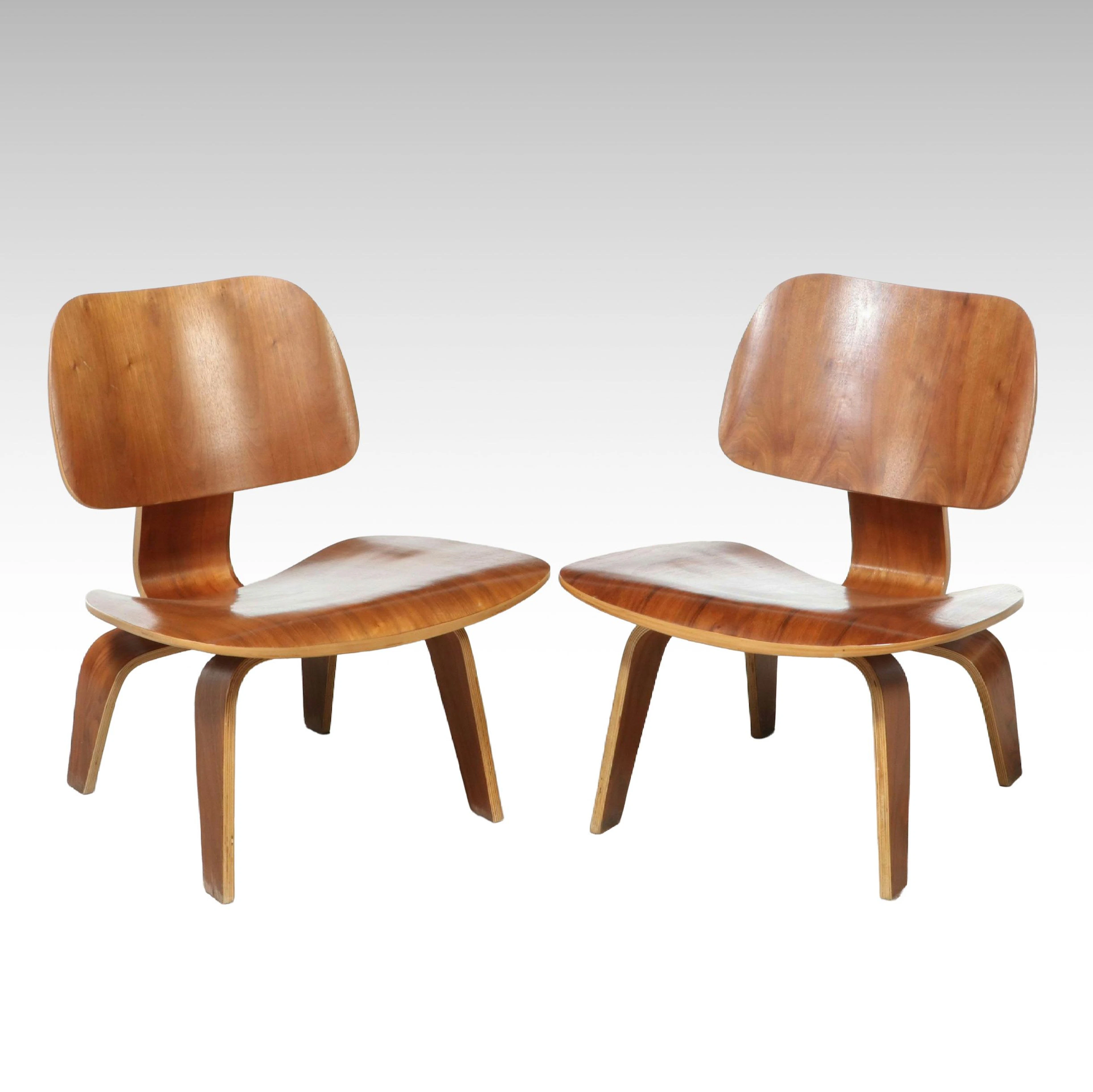Eames Style Molded Plywood LCW Lounge Chairs, 21st Century