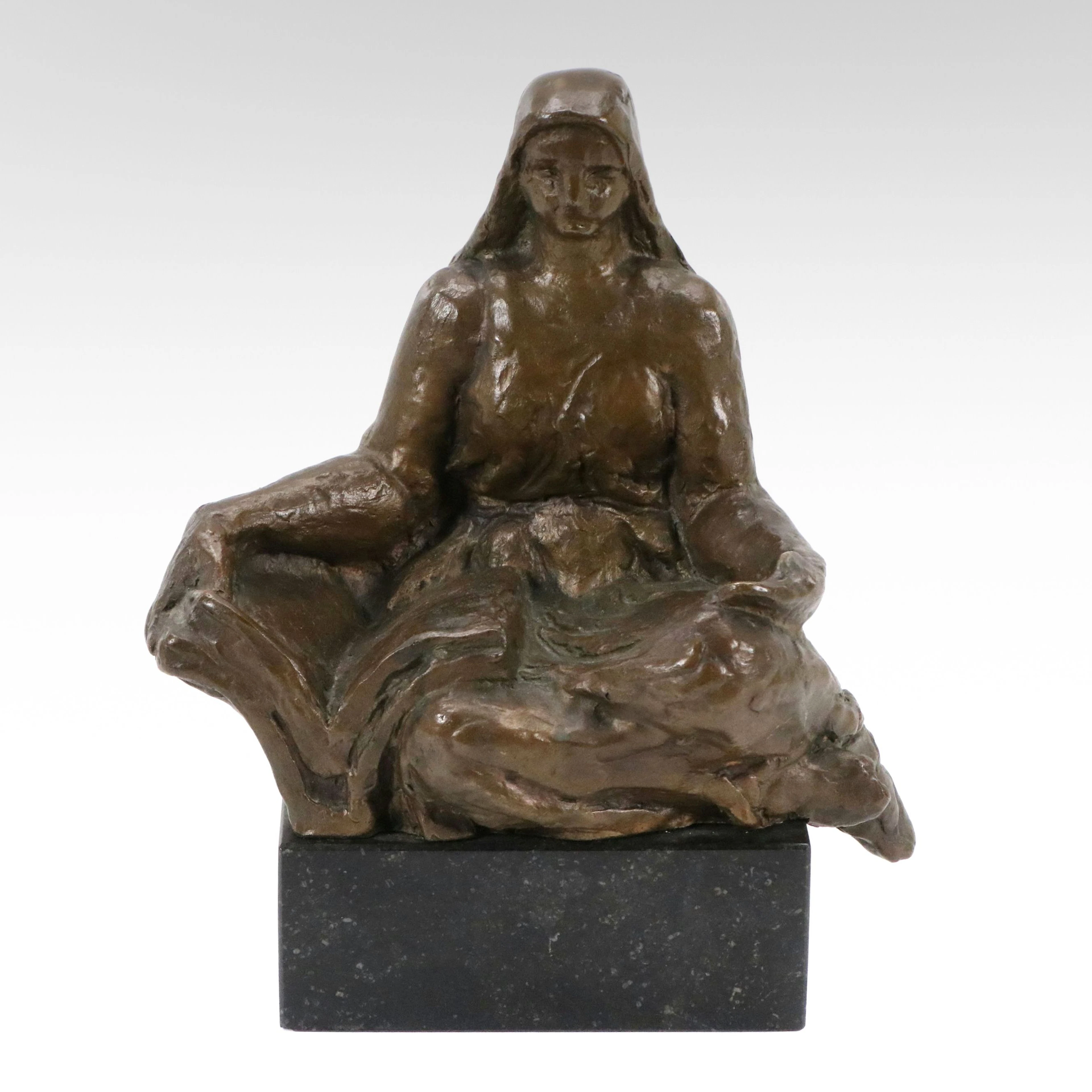 Karla Vobišová-Žáková Bronze Sculpture of Woman with Book, 1936