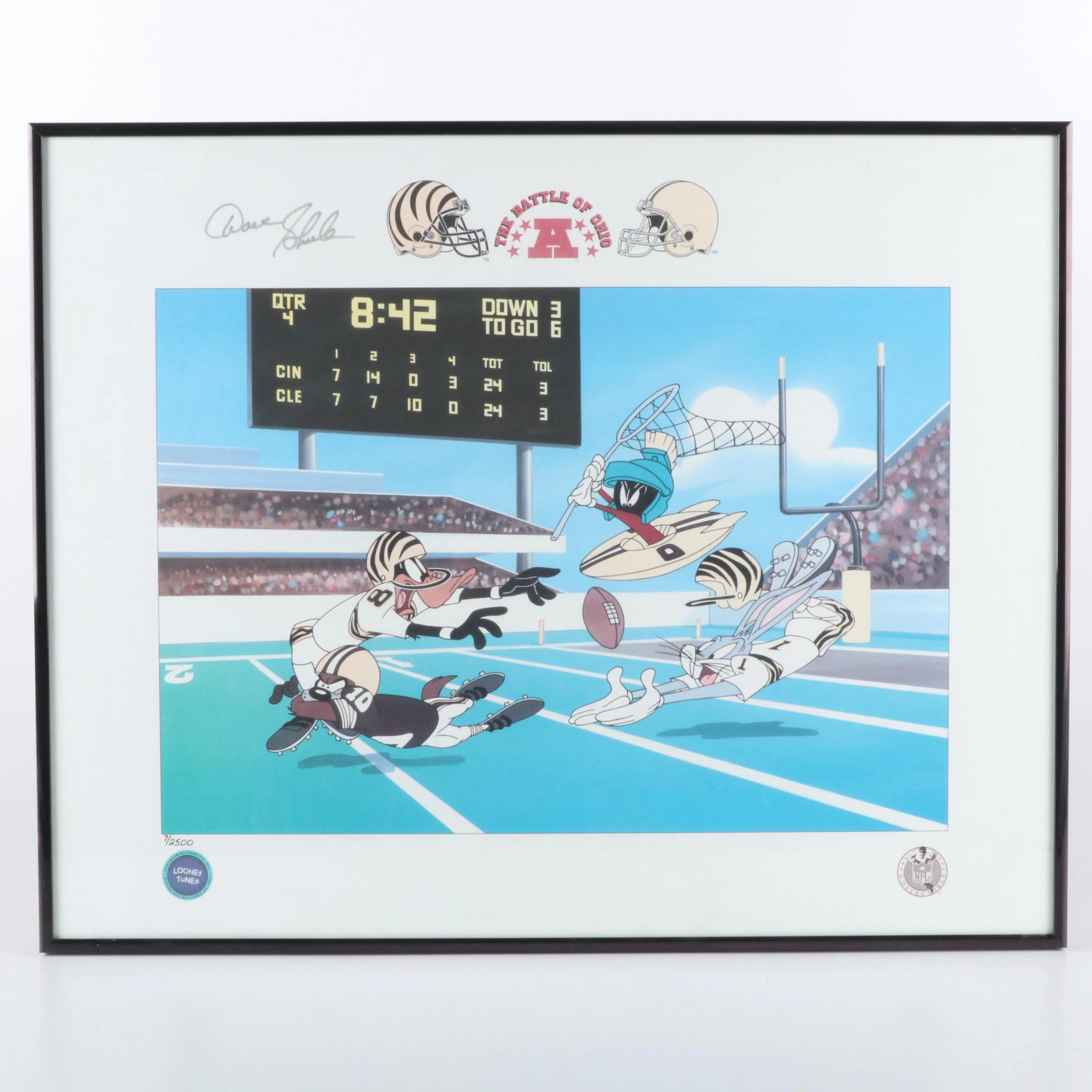 Dave Shula Signed Looney Tunes Cincinnati Bengals Limited Edition Print