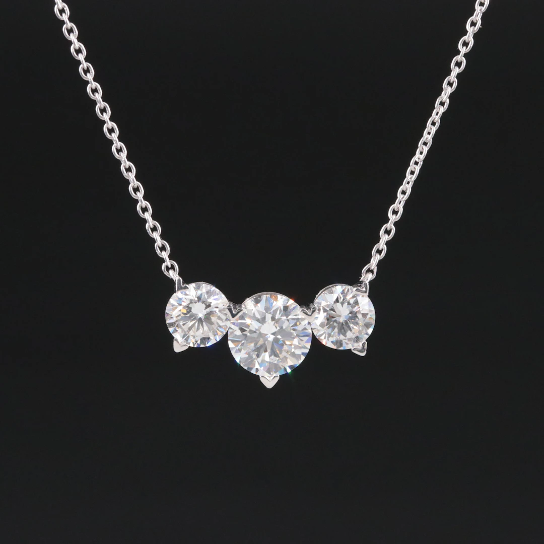 14K 2.00 CTW Lab Grown Diamond Three Stone Necklace with IGI Report