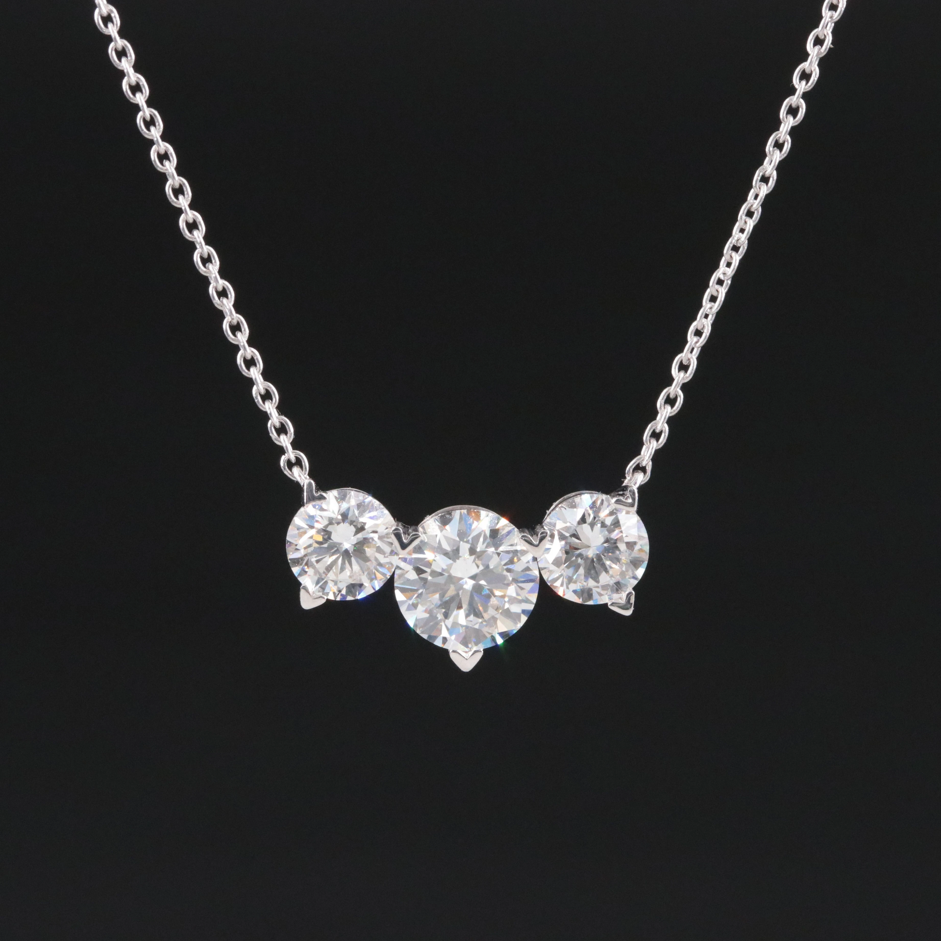 14K 2.00 CTW Lab Grown Diamond Three Stone Necklace with IGI Report
