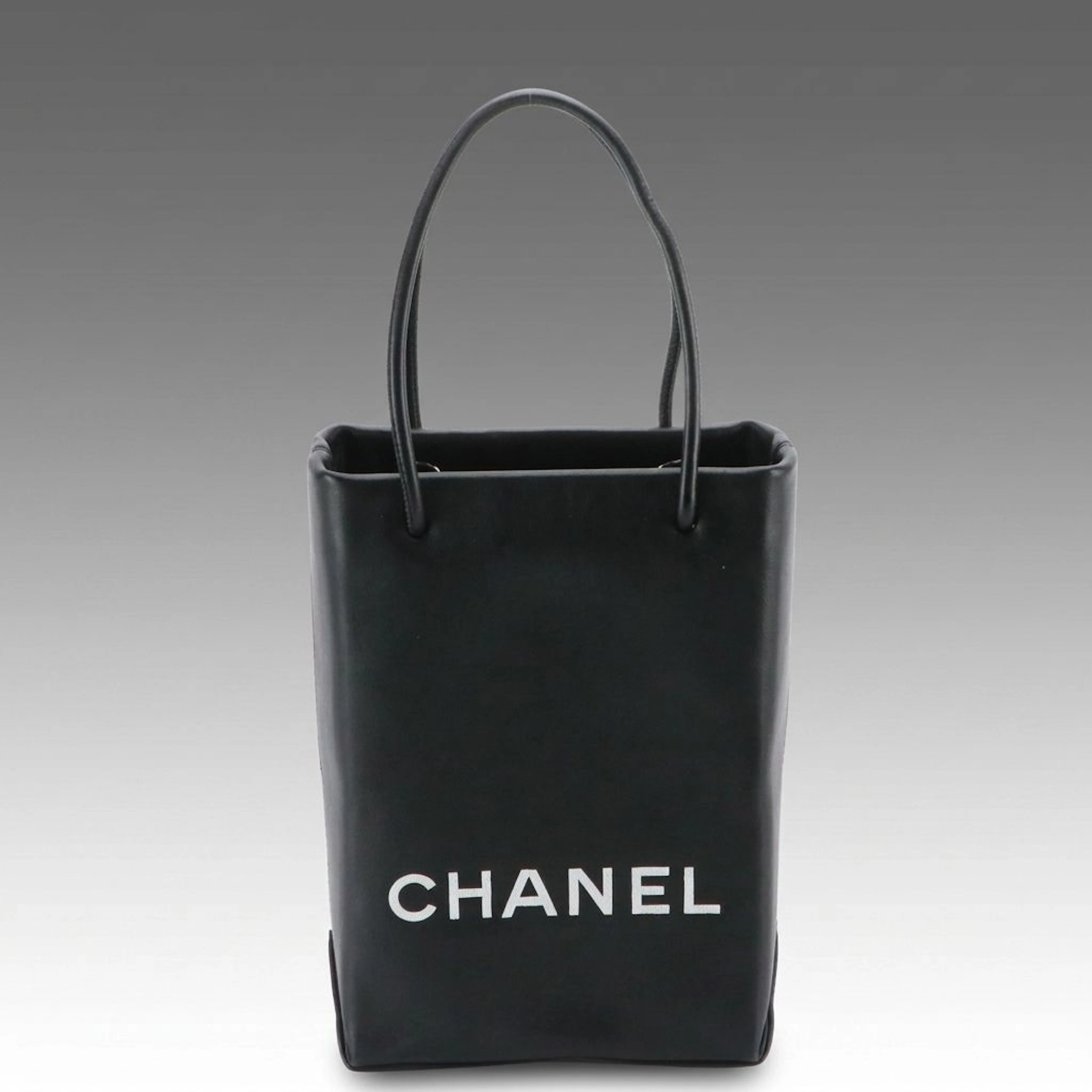 Chanel Mini Essential Shopper Tote Bag in Black Calfskin Leather, With Box