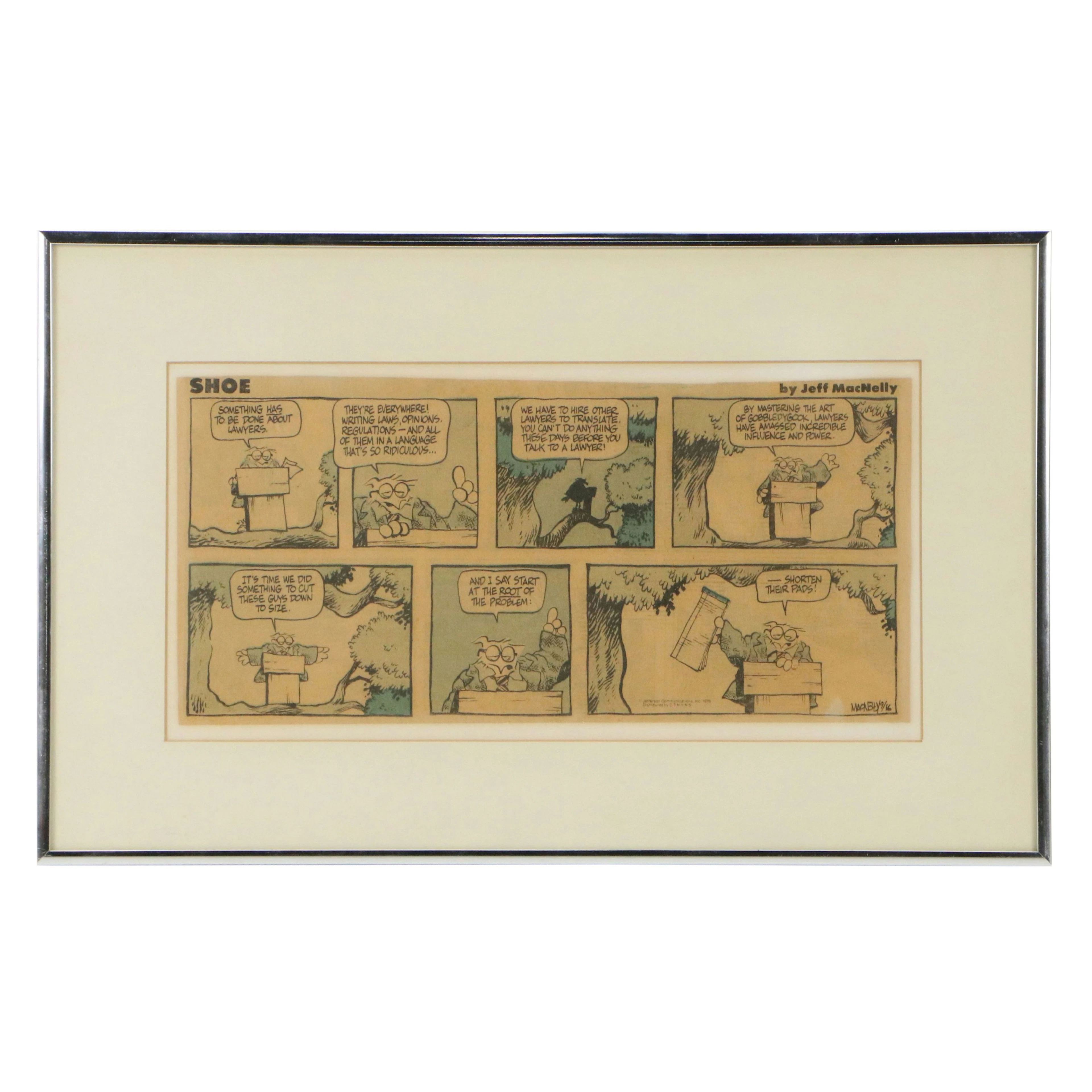 After Jeff MacNelly Offset Lithograph of "Shoe" Cartoon Strip, 1979