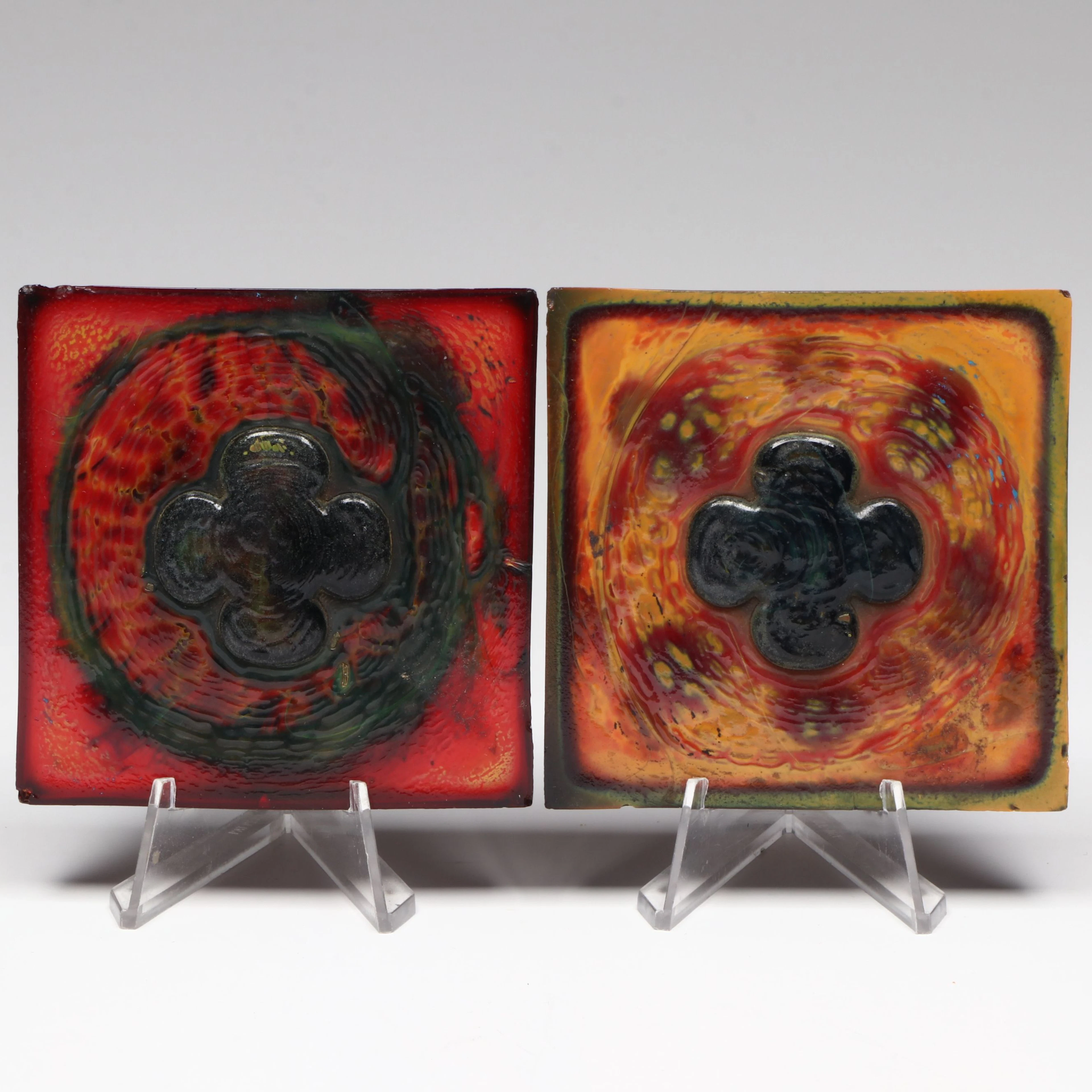 Tiffany Studios Arts and Crafts Molded Glass Tiles, Early 20th Century