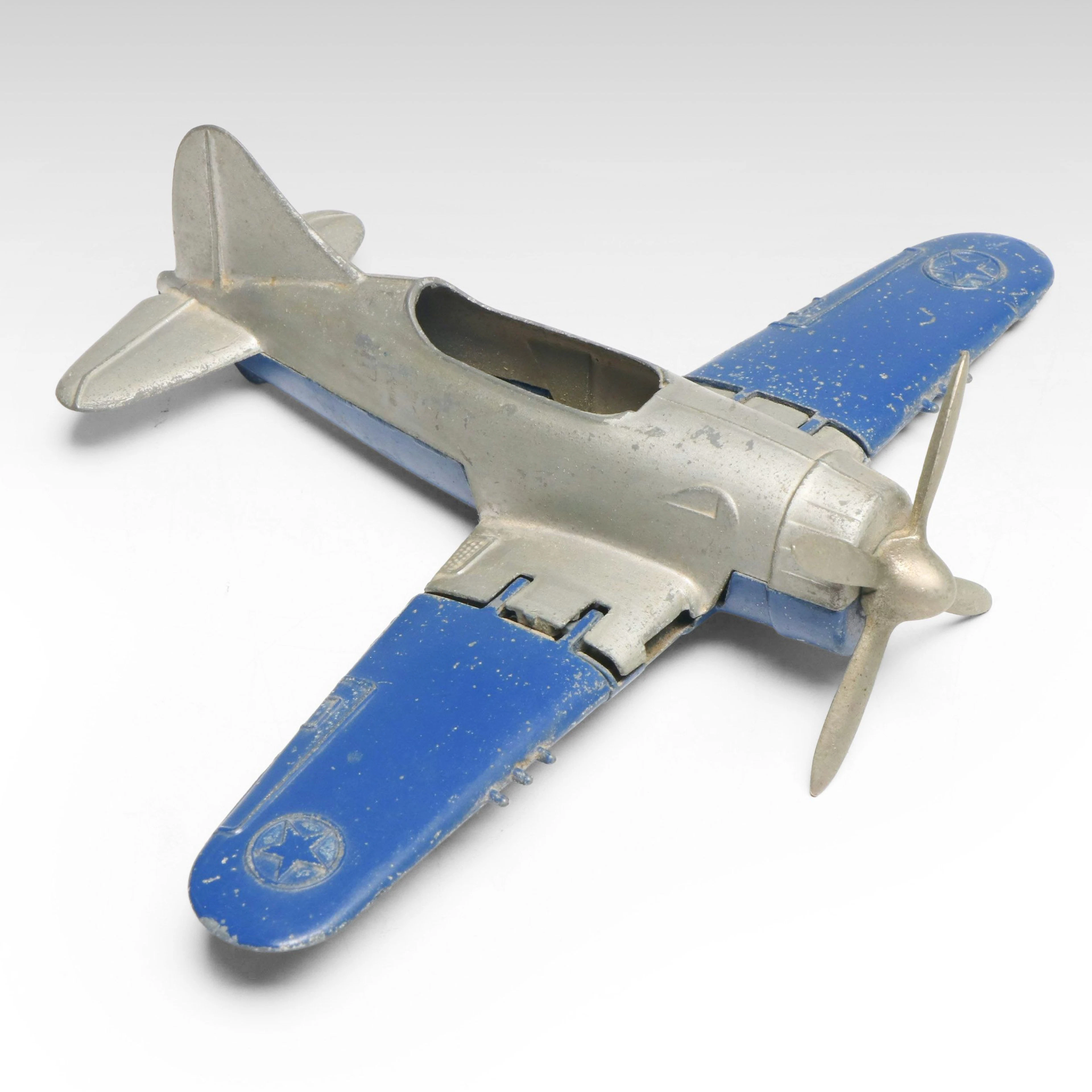 Hubley Kiddie Toy No. 467 Navy Fighter Diecast Metal Plane, Mid-20th C.