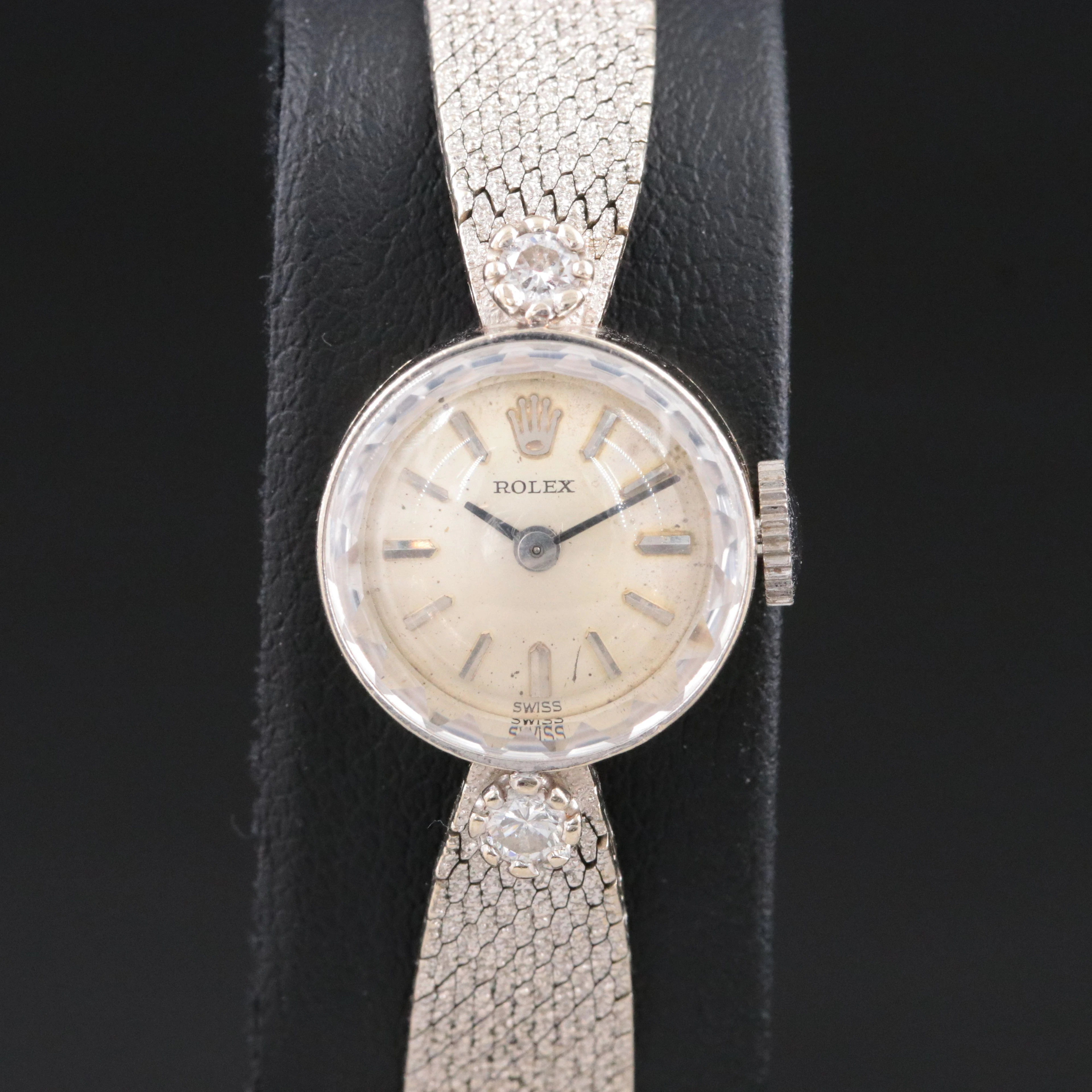 Vintage Rolex 14K Diamond Cocktail Stem Wind Watch