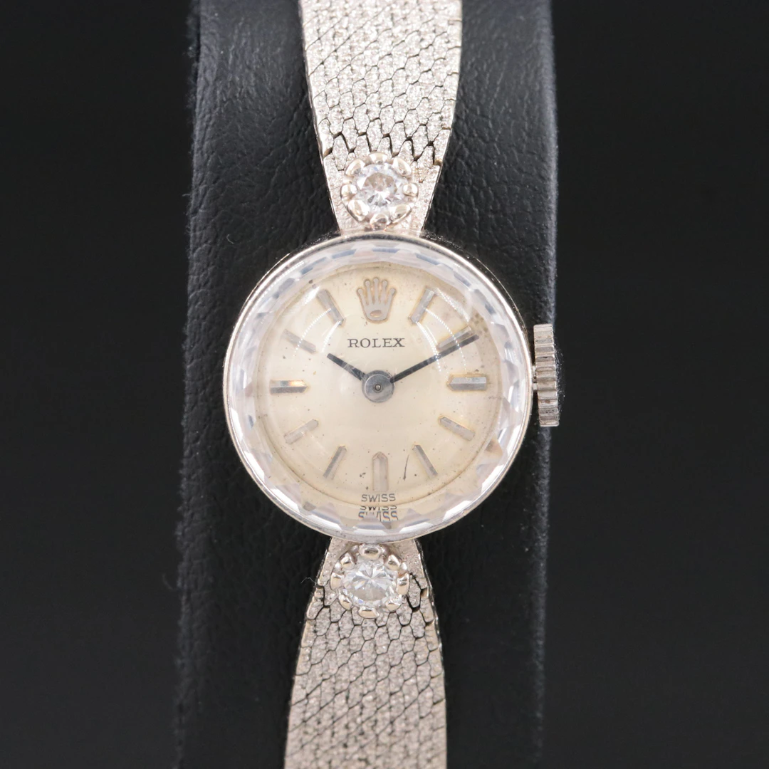 Vintage Rolex 14K Diamond Cocktail Stem Wind Watch