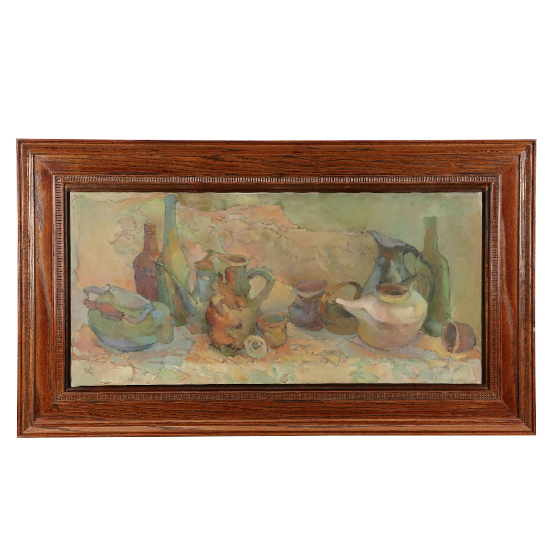 Diane Cournoyer Oil Painting "Bottle & Pitcher Still Life," 1995