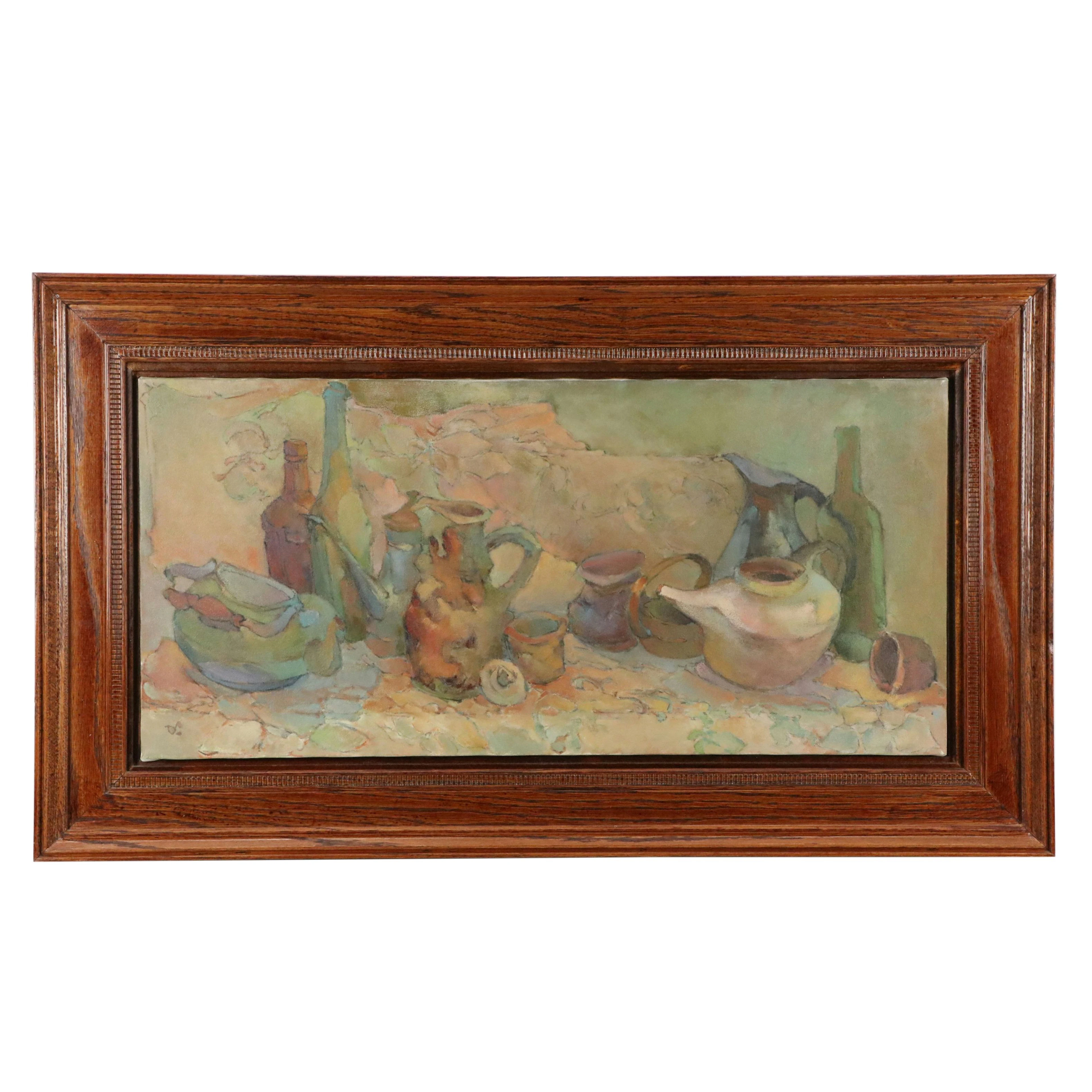 Diane Cournoyer Oil Painting "Bottle & Pitcher Still Life," 1995