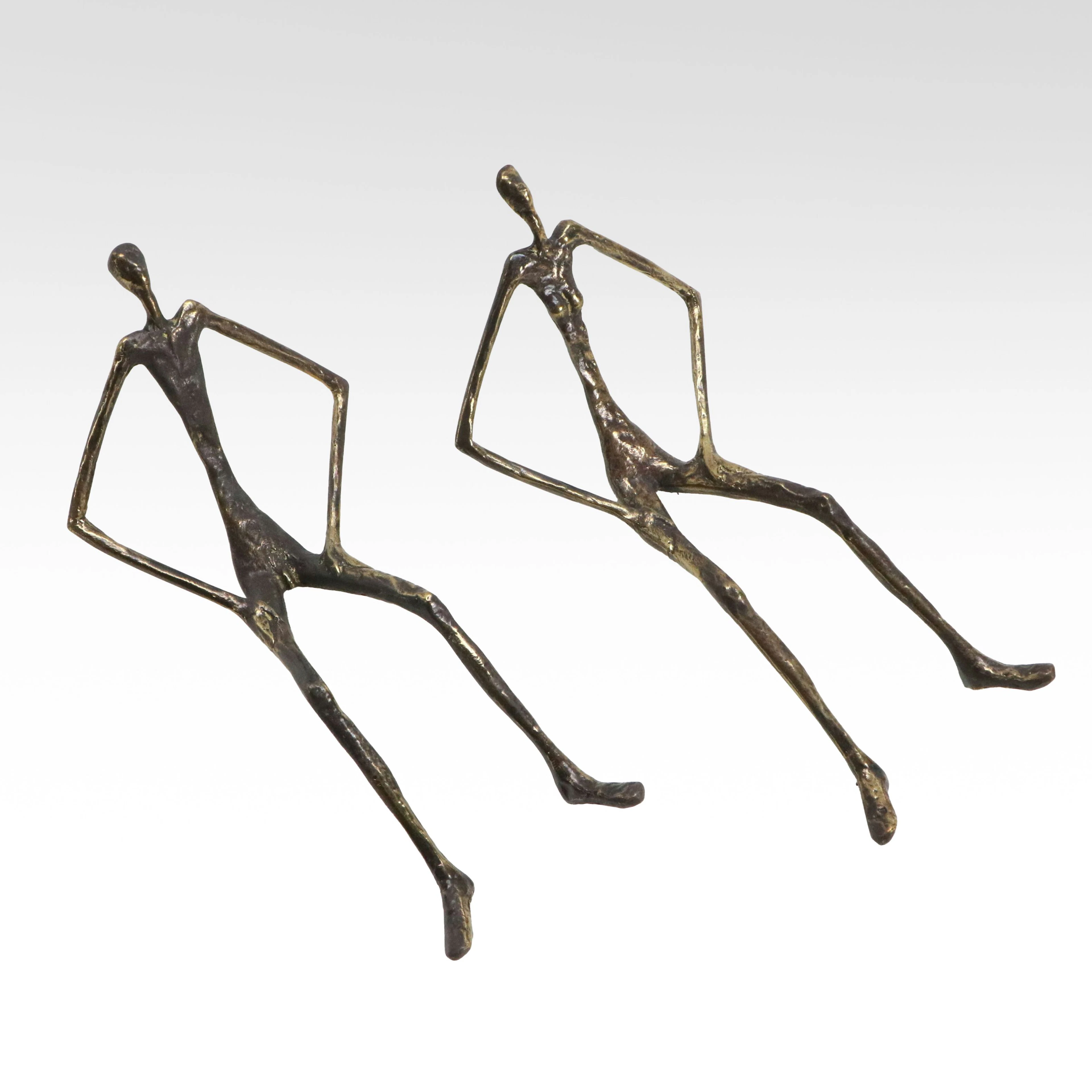 Yanni Souvatzoglou Brutalist Bronze Shelf Sitter Couple, Late 20th Century