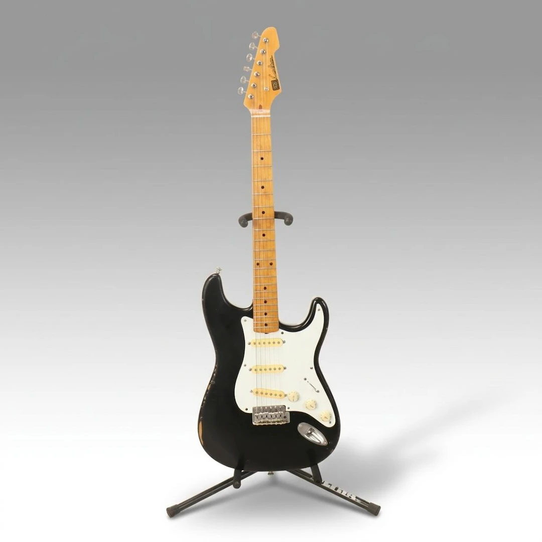 Strings & Things Custom Electric Guitar with Hardshell Case, Leather Strap