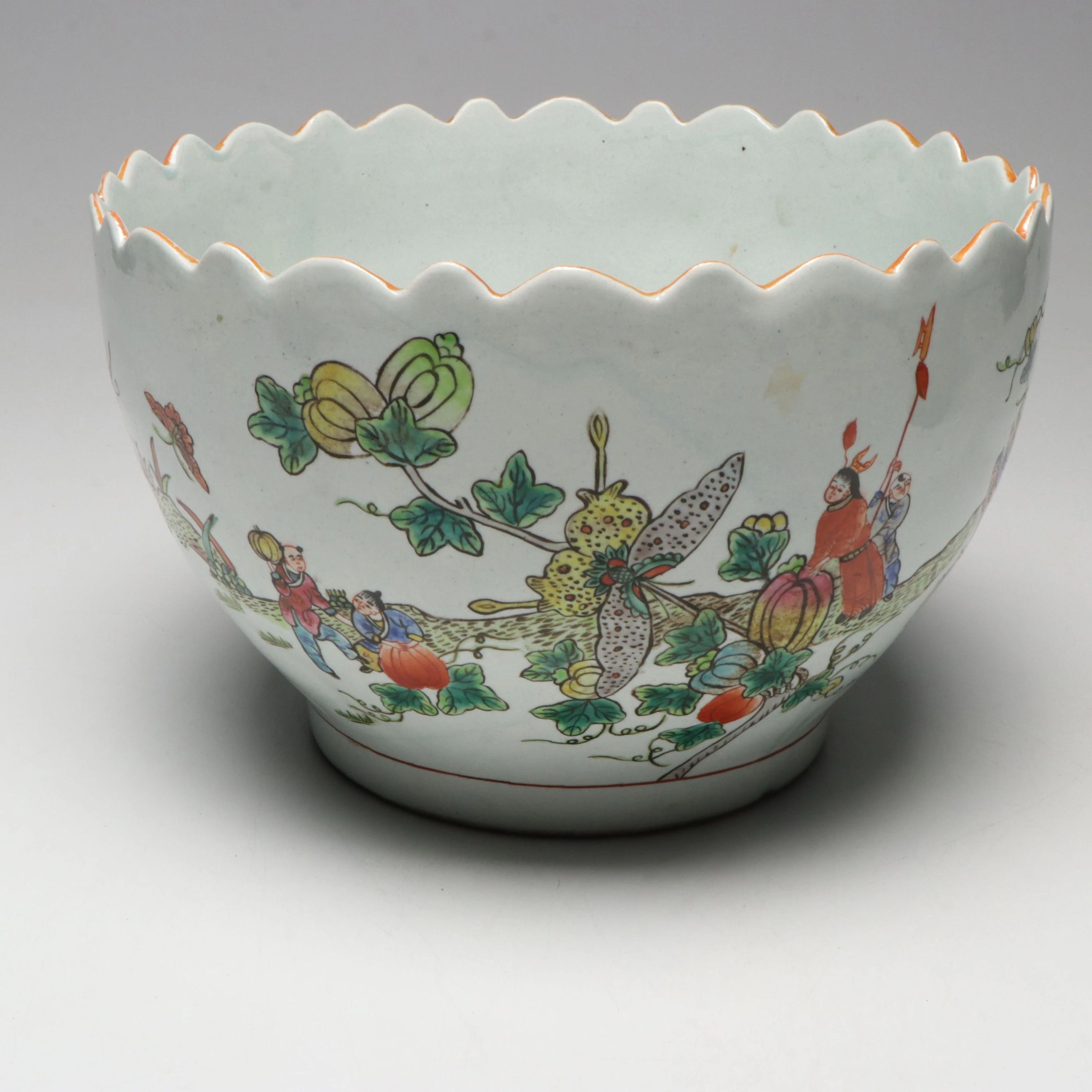 Chinese Porcelain Butterfly and Floral Bowl, 20th Century