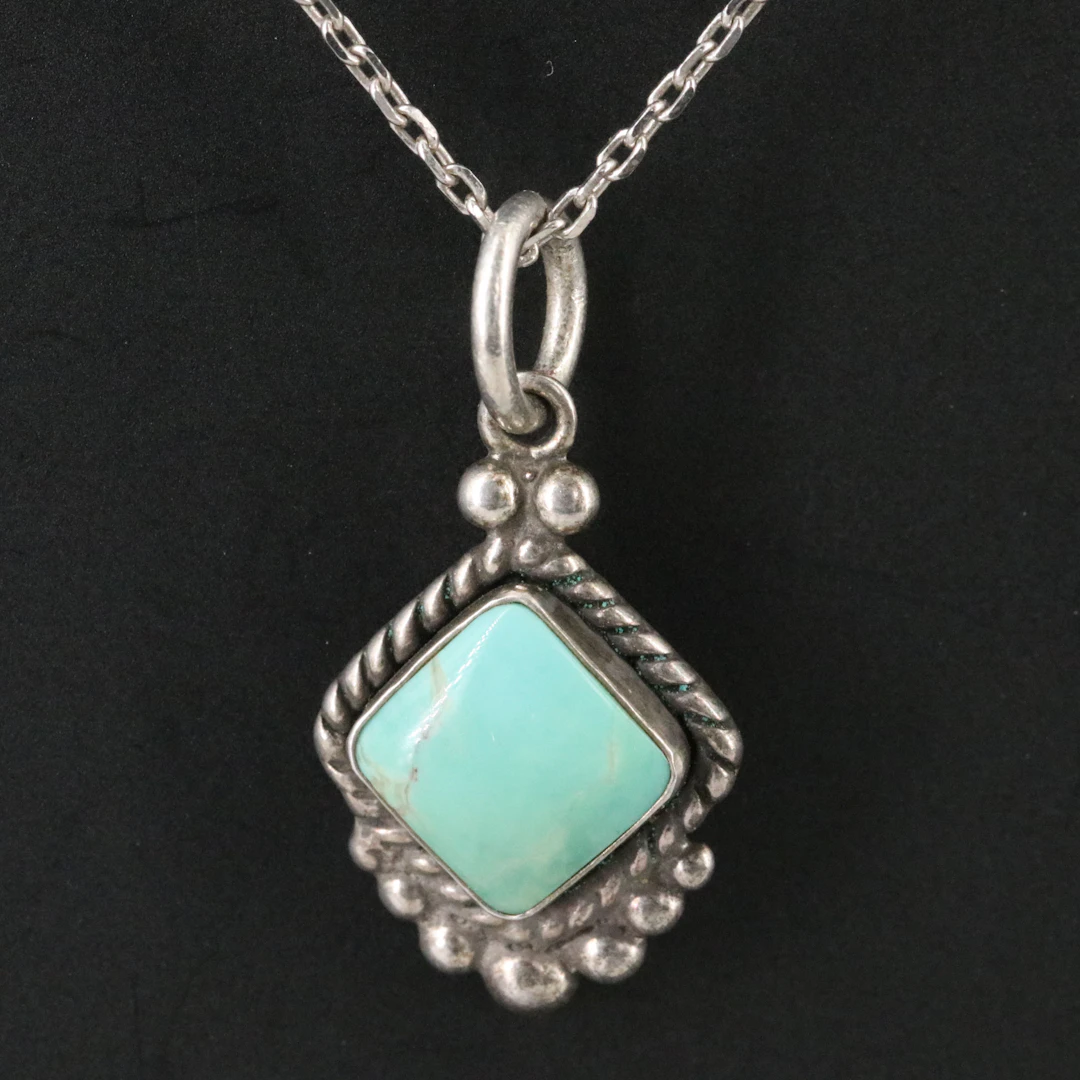 Quoc Turquoise Sterling Turquoise Pendant Necklace