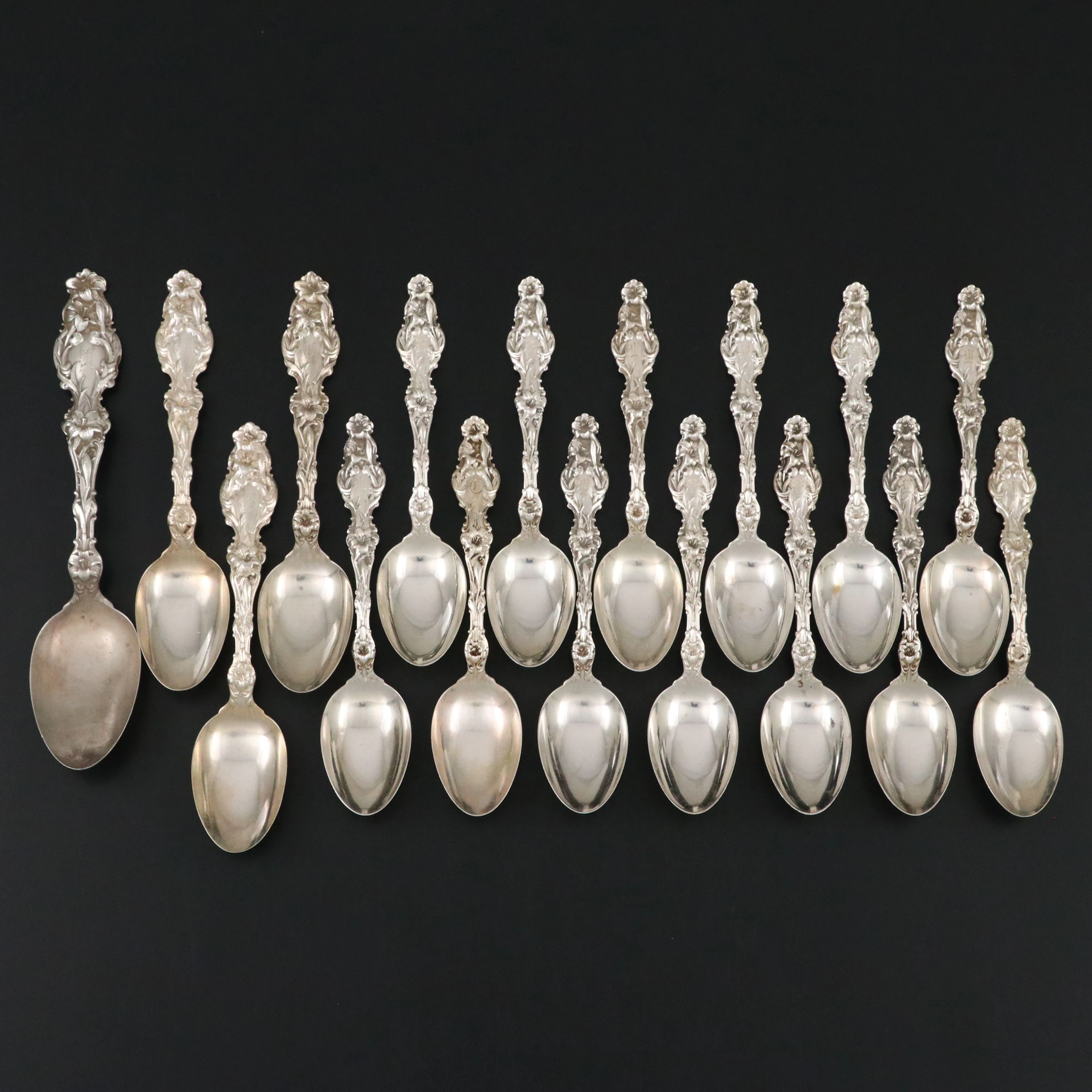 Whiting Mfg Co. "Lily" Sterling Silver Tablespoon and Teaspoons