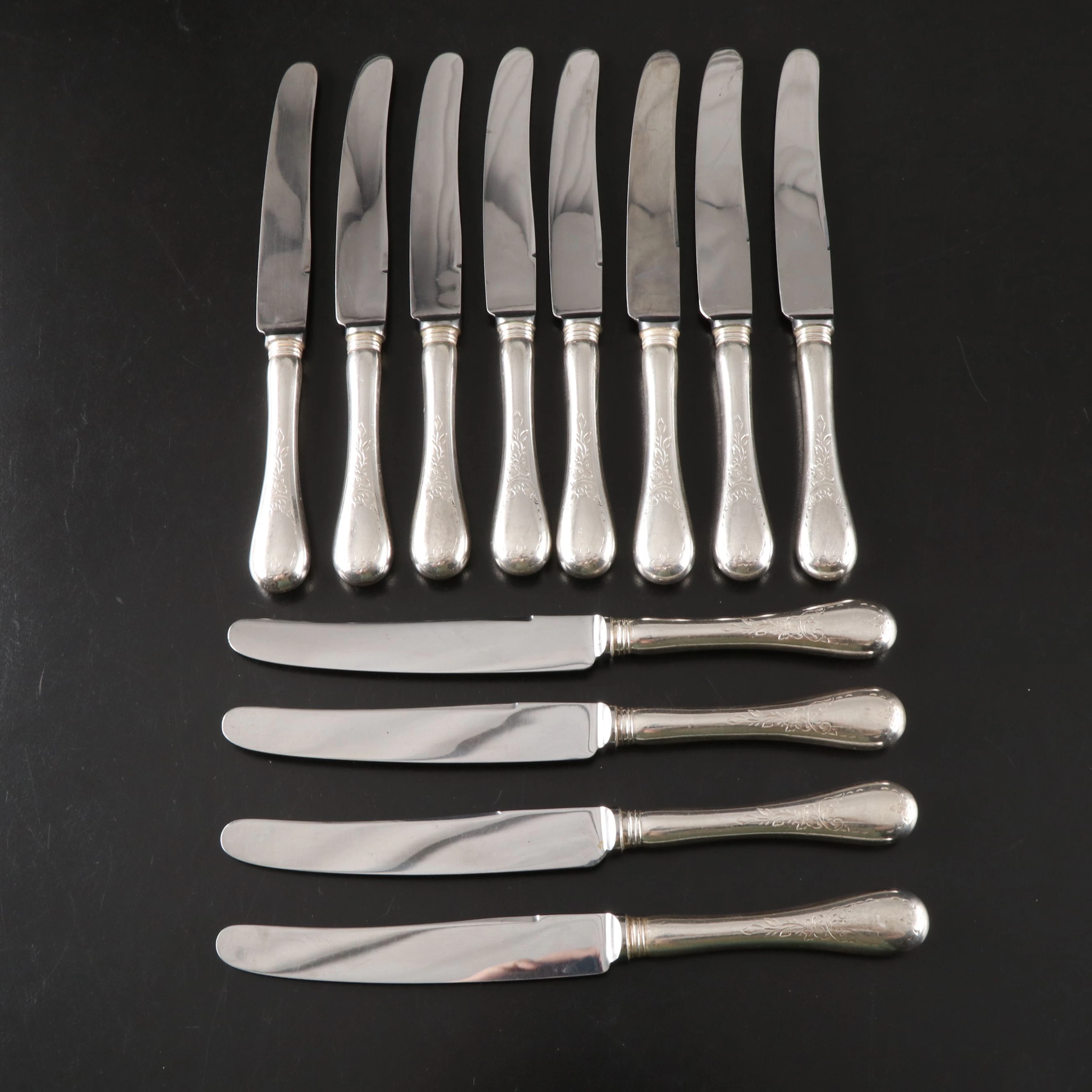 Birks "Queen Mary" Silver Plate Handle Knives