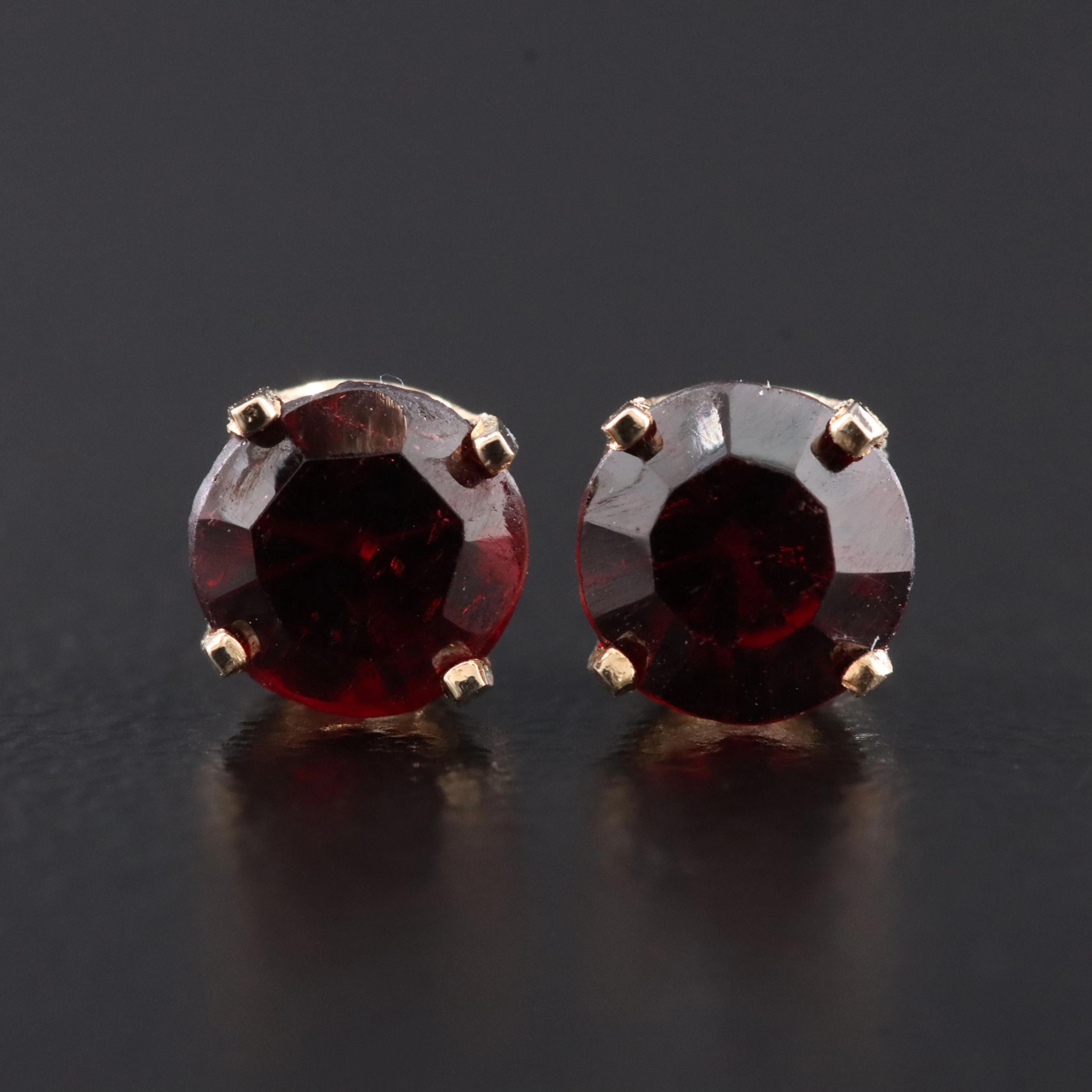 14K Garnet Solitaire Earrings