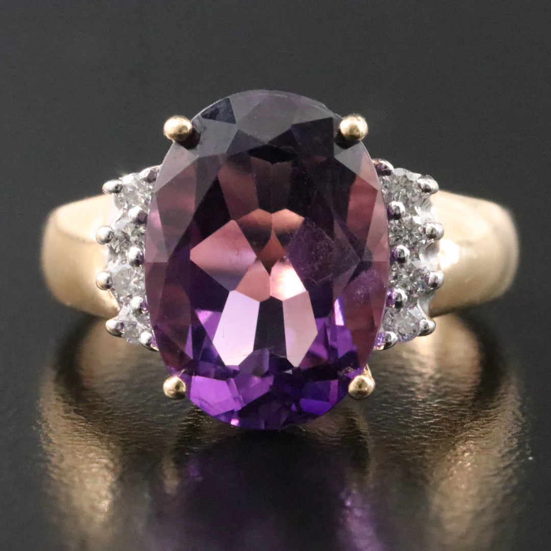 14K Amethyst and Diamond Ring