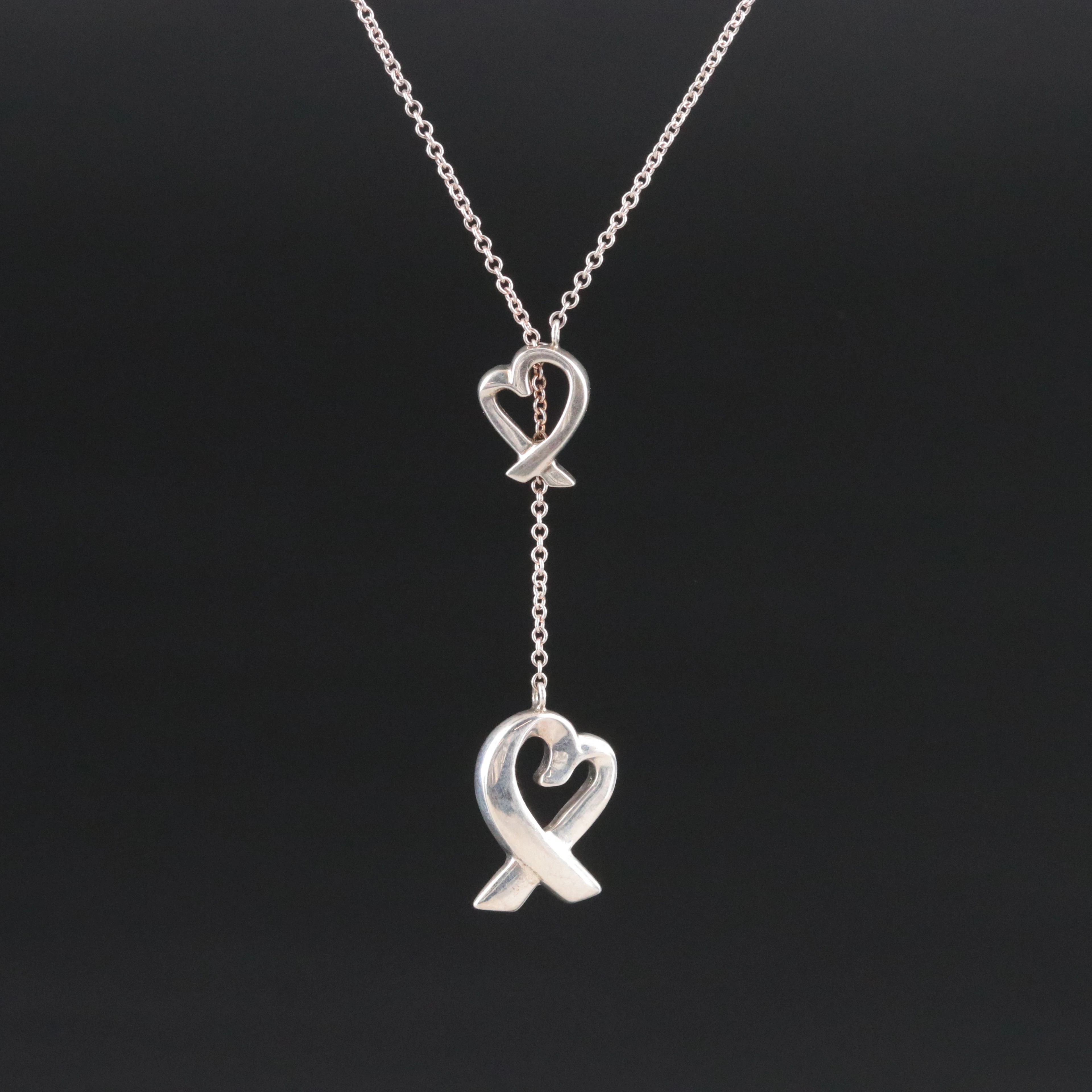 Paloma Picasso for Tiffany & Co. Sterling Loving Heart Lariat Necklace