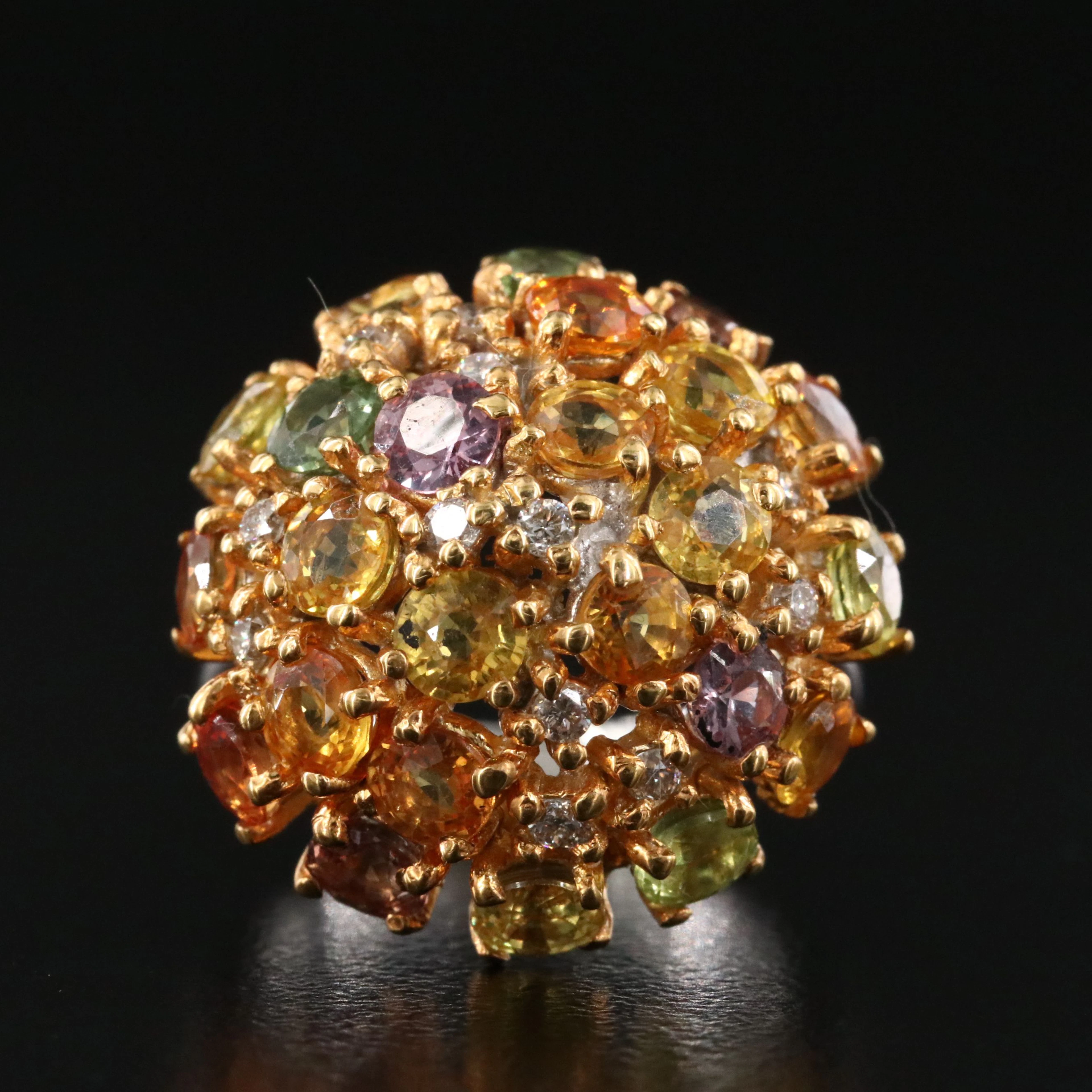18K Sapphire and Diamond Dome Ring